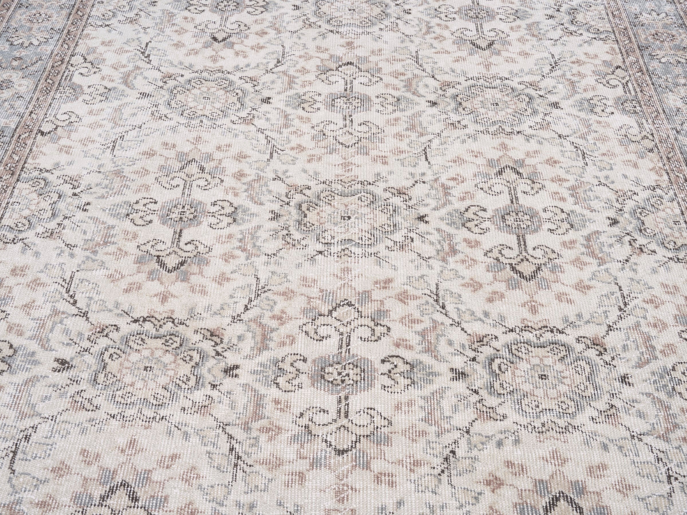 Turkish Isparta area rug in cream and taupe, view 4 of 10