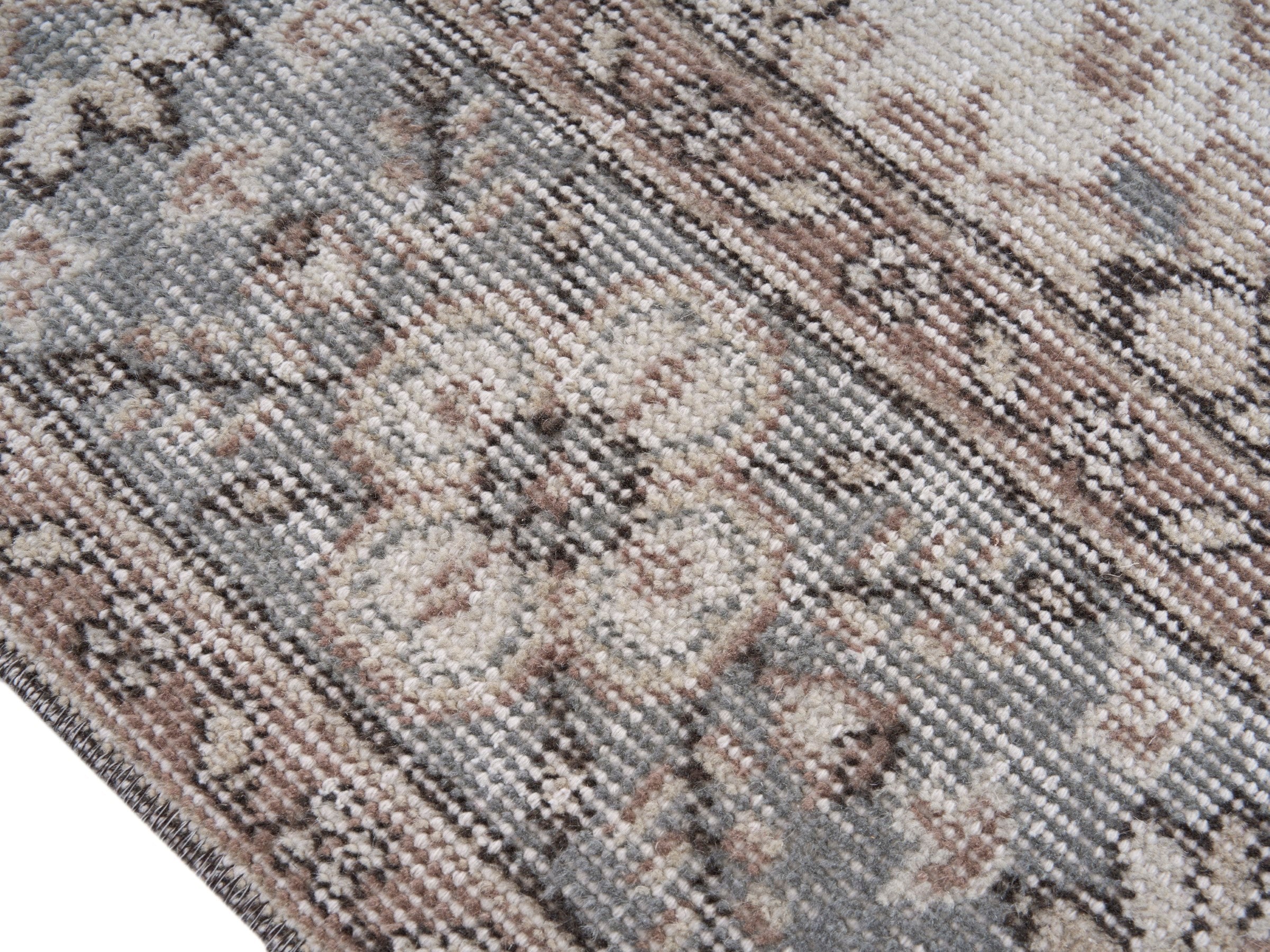 Turkish Isparta area rug in cream and taupe, view 6 of 10