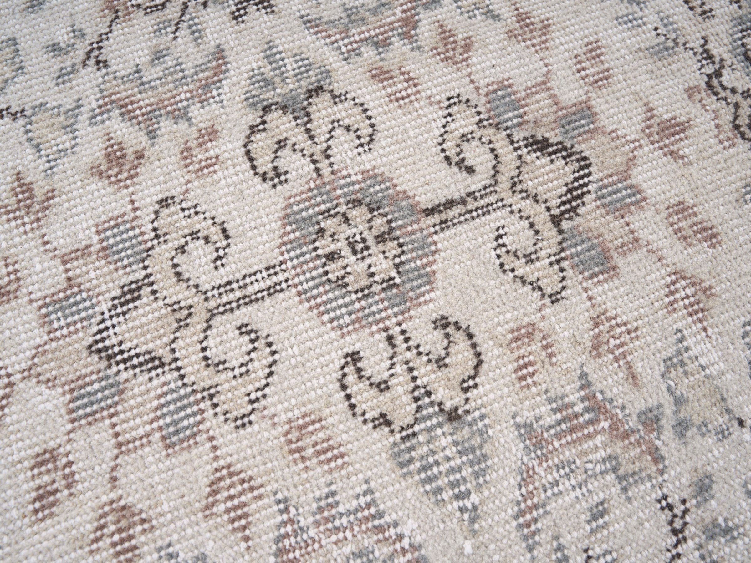 Turkish Isparta area rug in cream and taupe, view 7 of 10