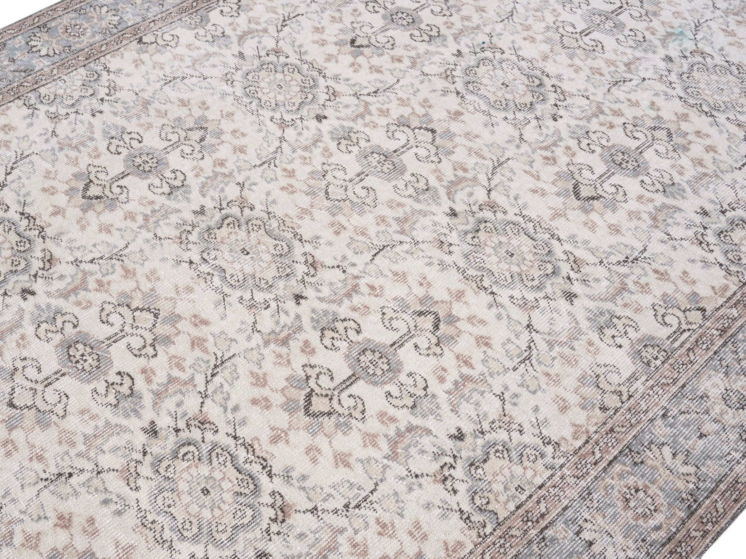 Turkish Isparta area rug in cream and taupe, view 5 of 10