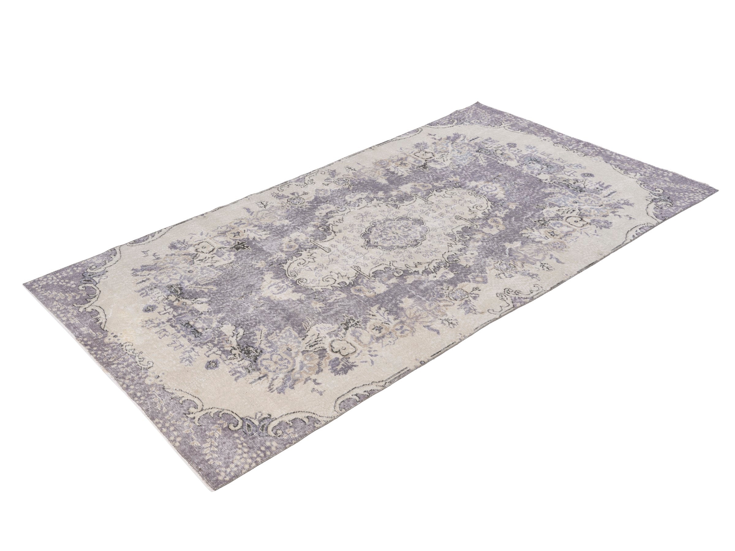 Turkish Isparta area rug in cream and dusty rose, view 3 of 10