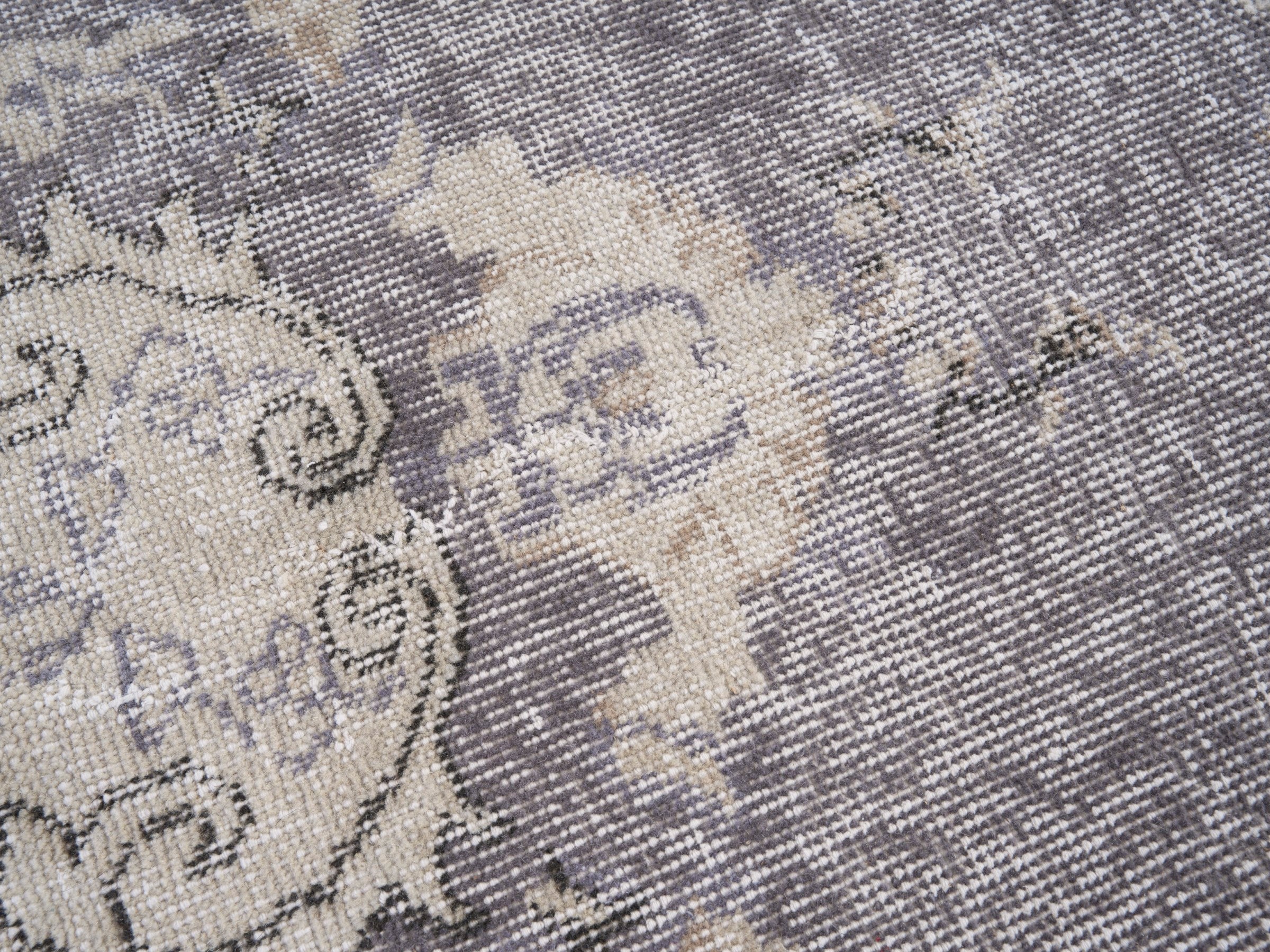 Turkish Isparta area rug in cream and dusty rose, view 7 of 10