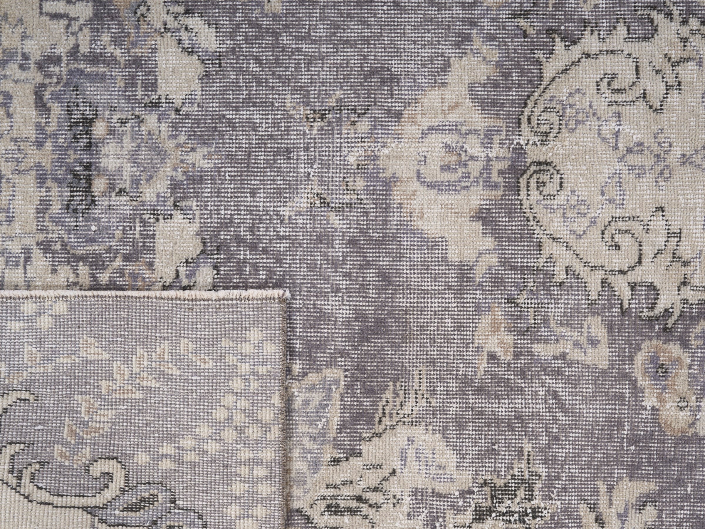 Turkish Isparta area rug in cream and dusty rose, view 10 of 10