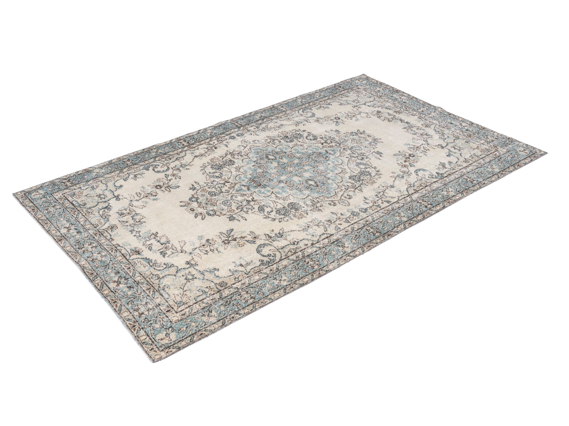 Turkish Isparta area rug in ivory and greige, view 3 of 9