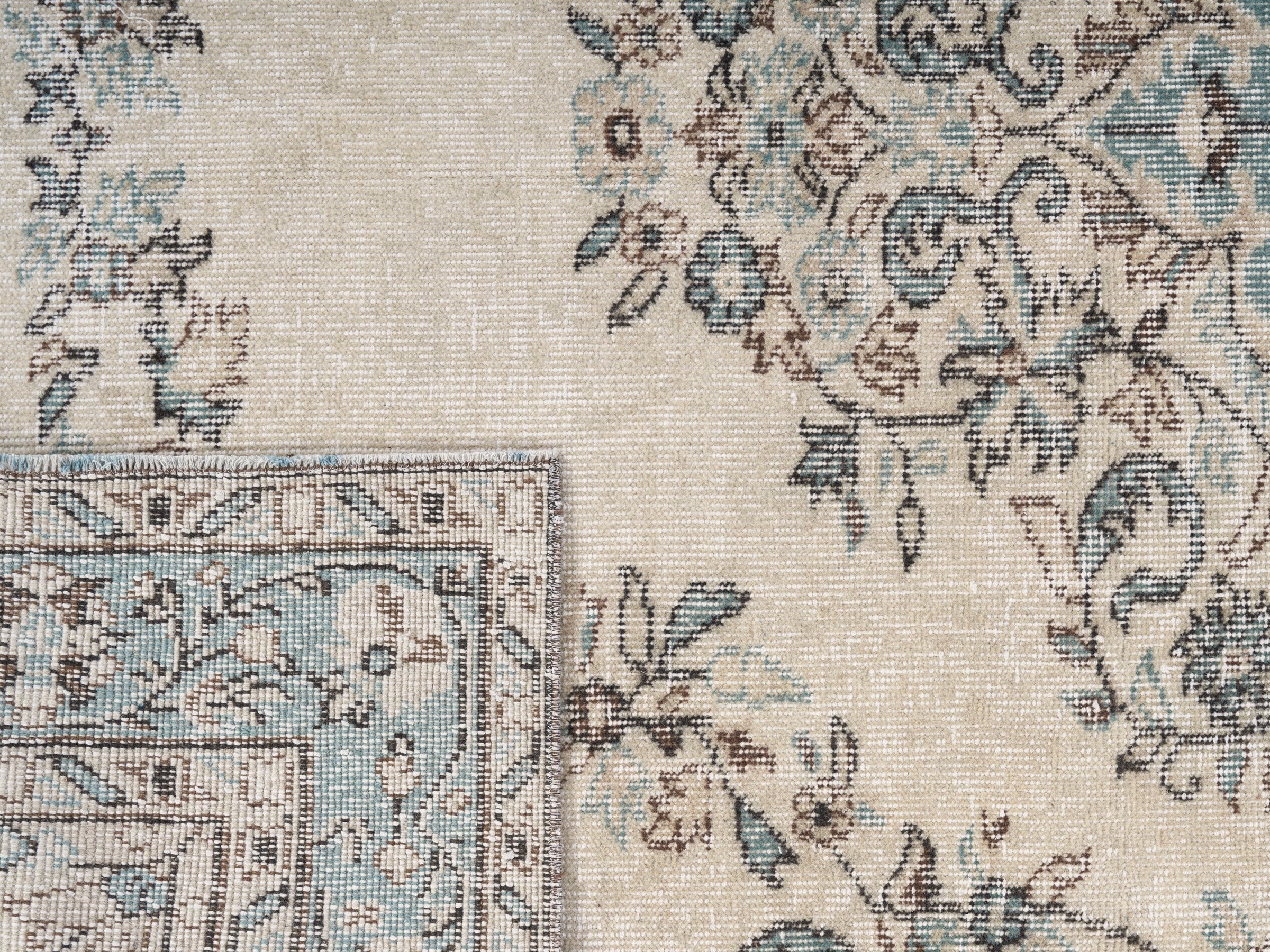 Turkish Isparta area rug in ivory and greige, view 9 of 9