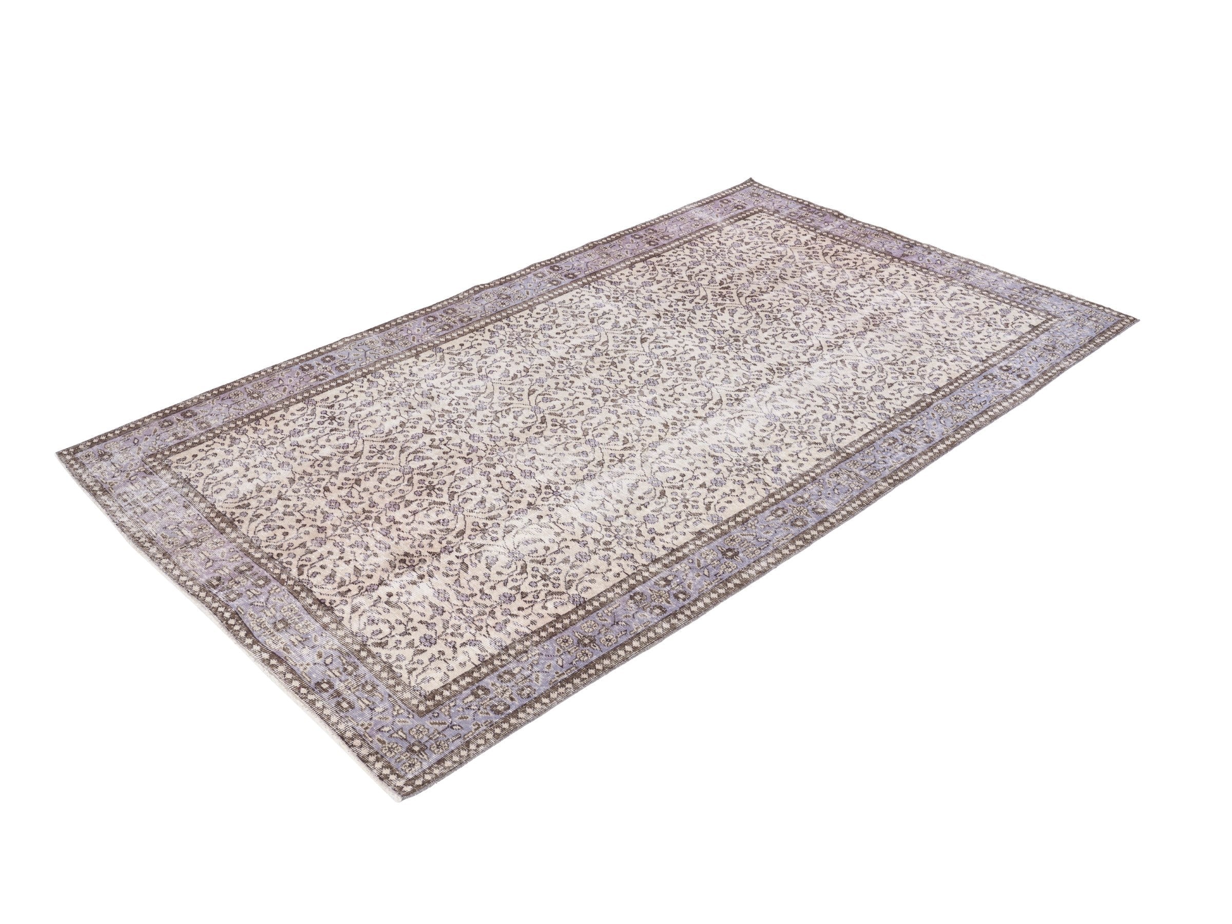 Turkish Isparta area rug in cream and greige, view 3 of 10
