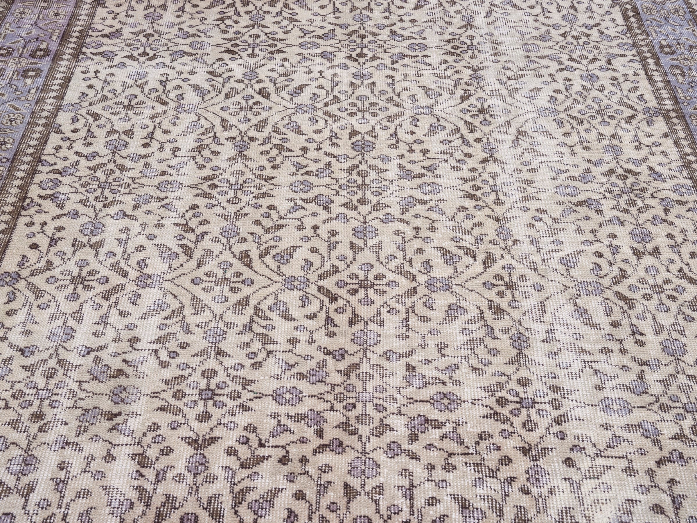 Turkish Isparta area rug in cream and greige, view 4 of 10