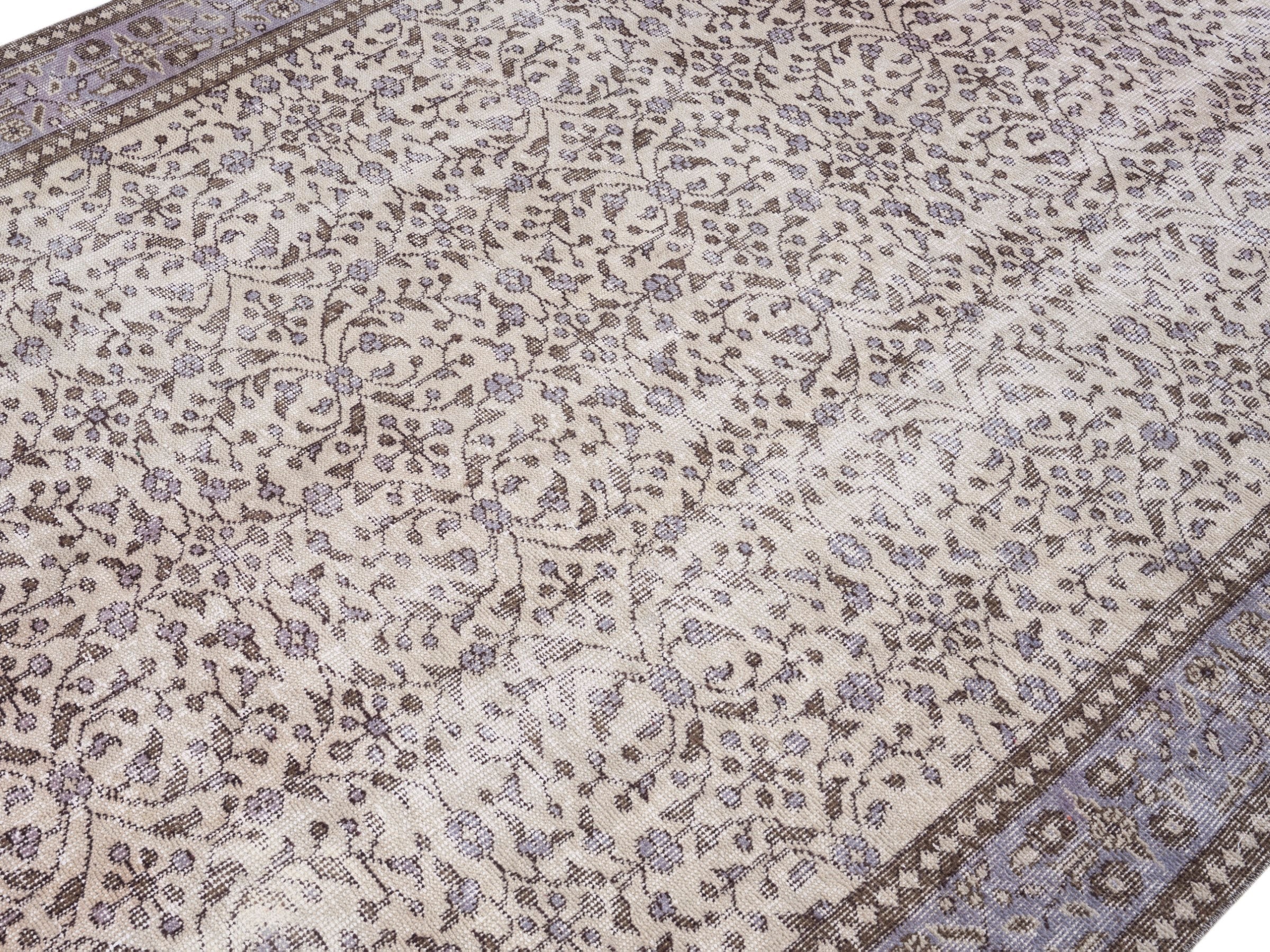 Turkish Isparta area rug in cream and greige, view 5 of 10