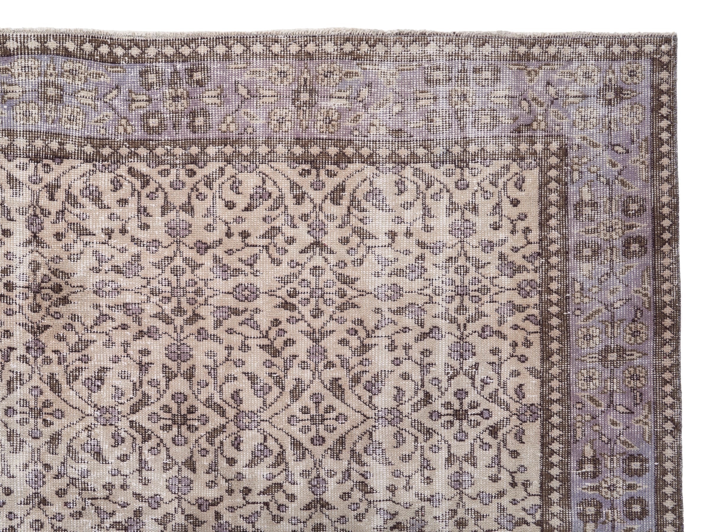 Turkish Isparta area rug in cream and greige, view 8 of 10