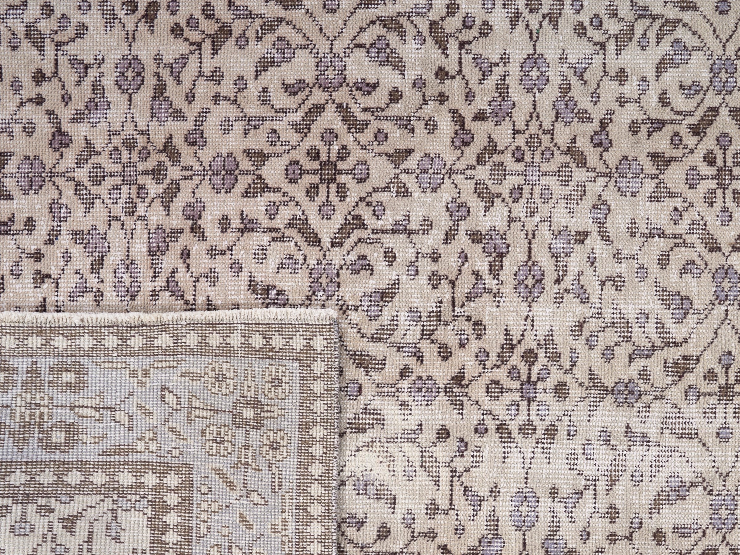 Turkish Isparta area rug in cream and greige, view 10 of 10