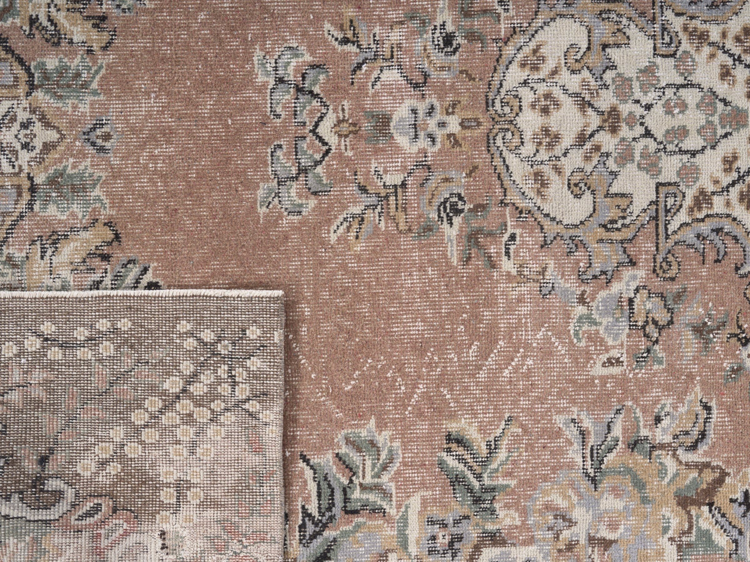Turkish Isparta area rug in terracotta and sage, view 10 of 10