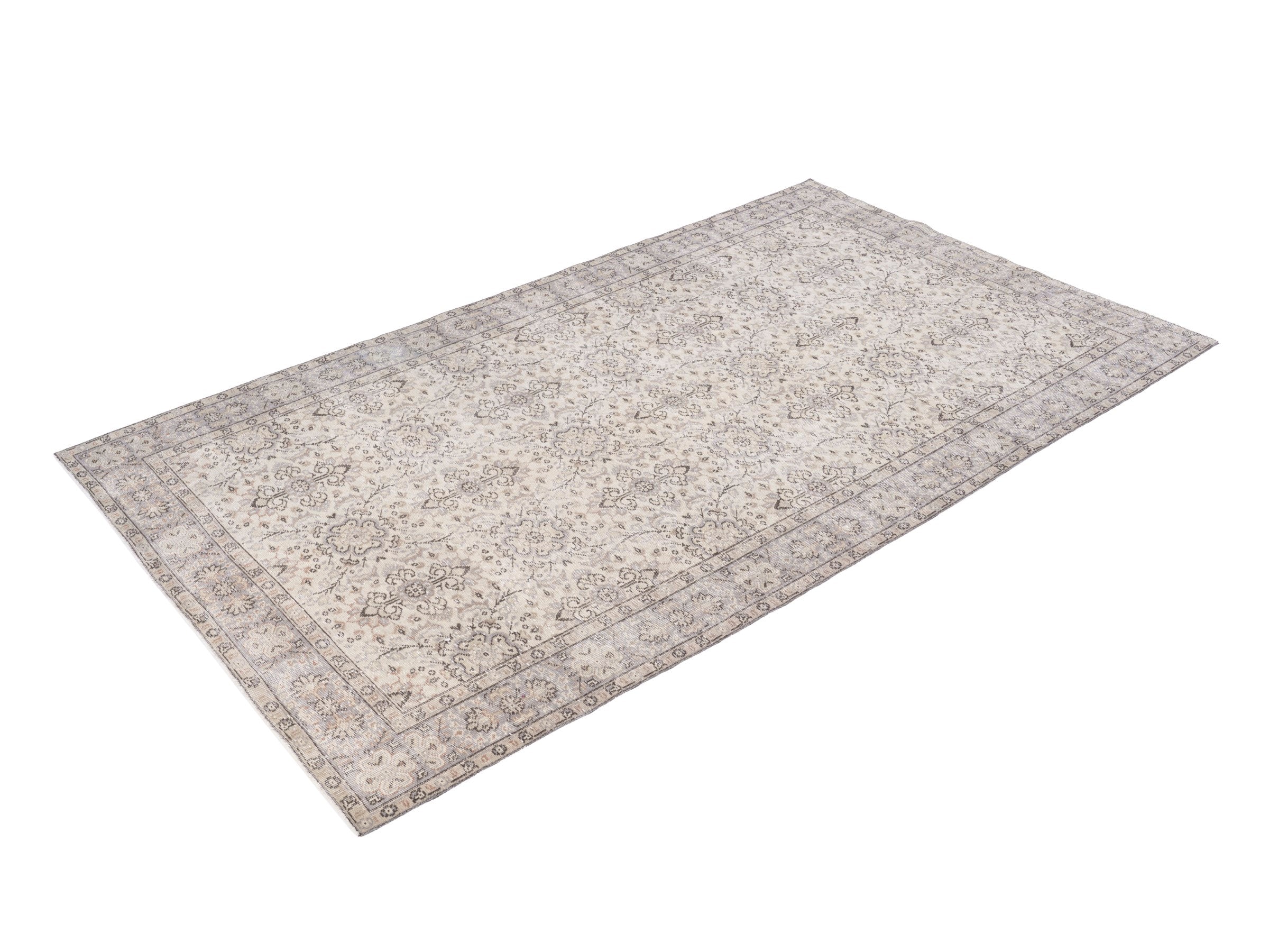 Turkish Isparta area rug in greige and taupe, view 3 of 10