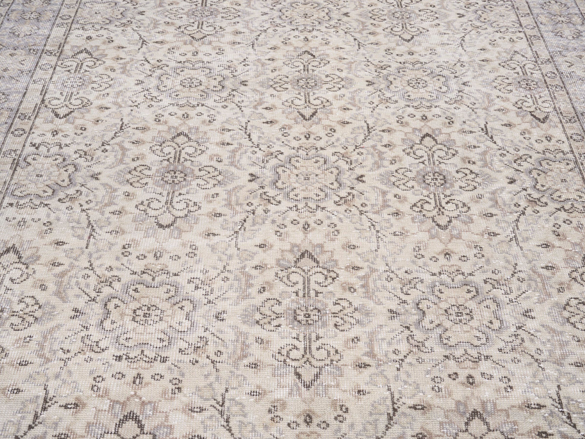 Turkish Isparta area rug in greige and taupe, view 4 of 10