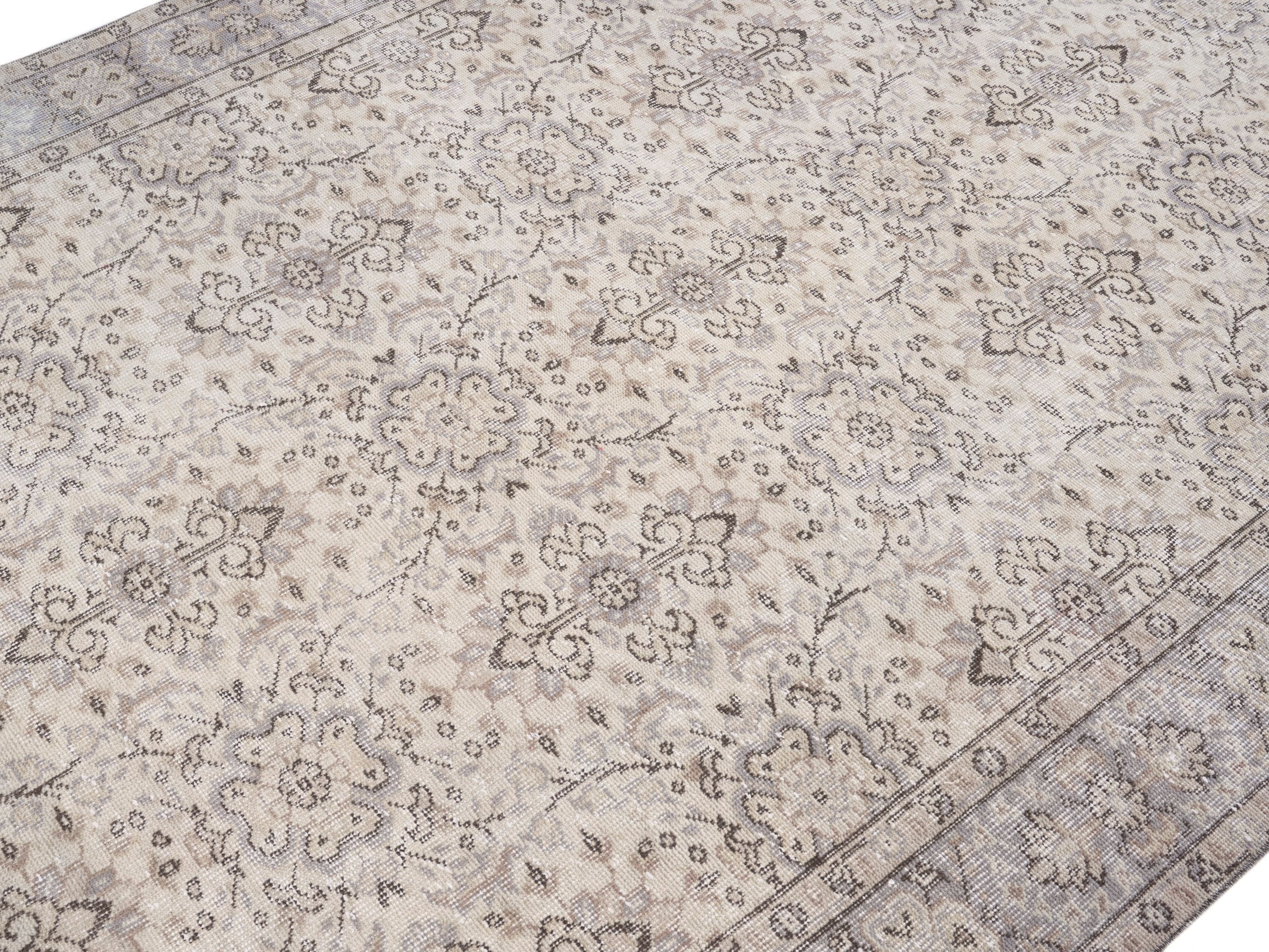 Turkish Isparta area rug in greige and taupe, view 5 of 10