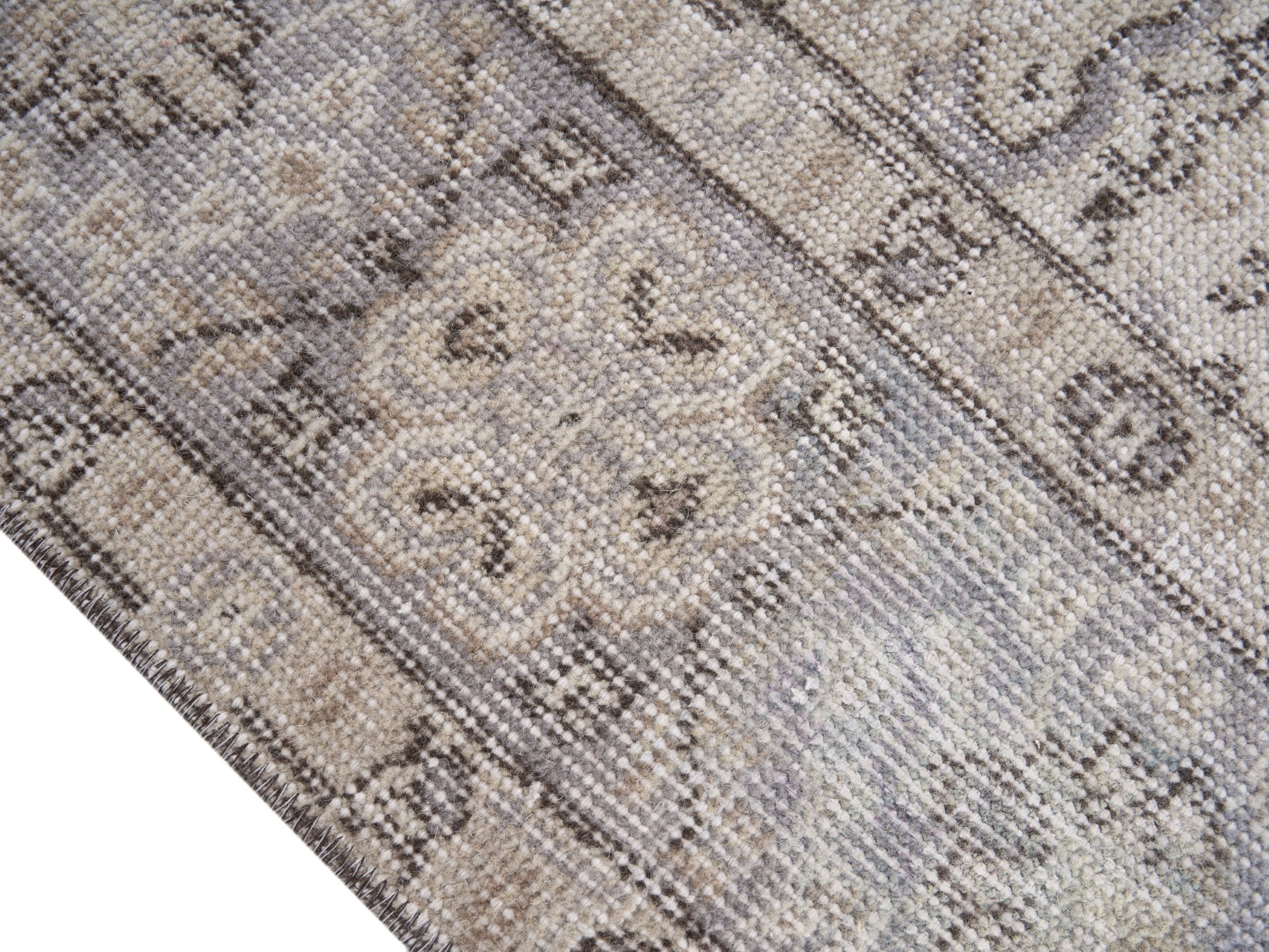 Turkish Isparta area rug in greige and taupe, view 6 of 10