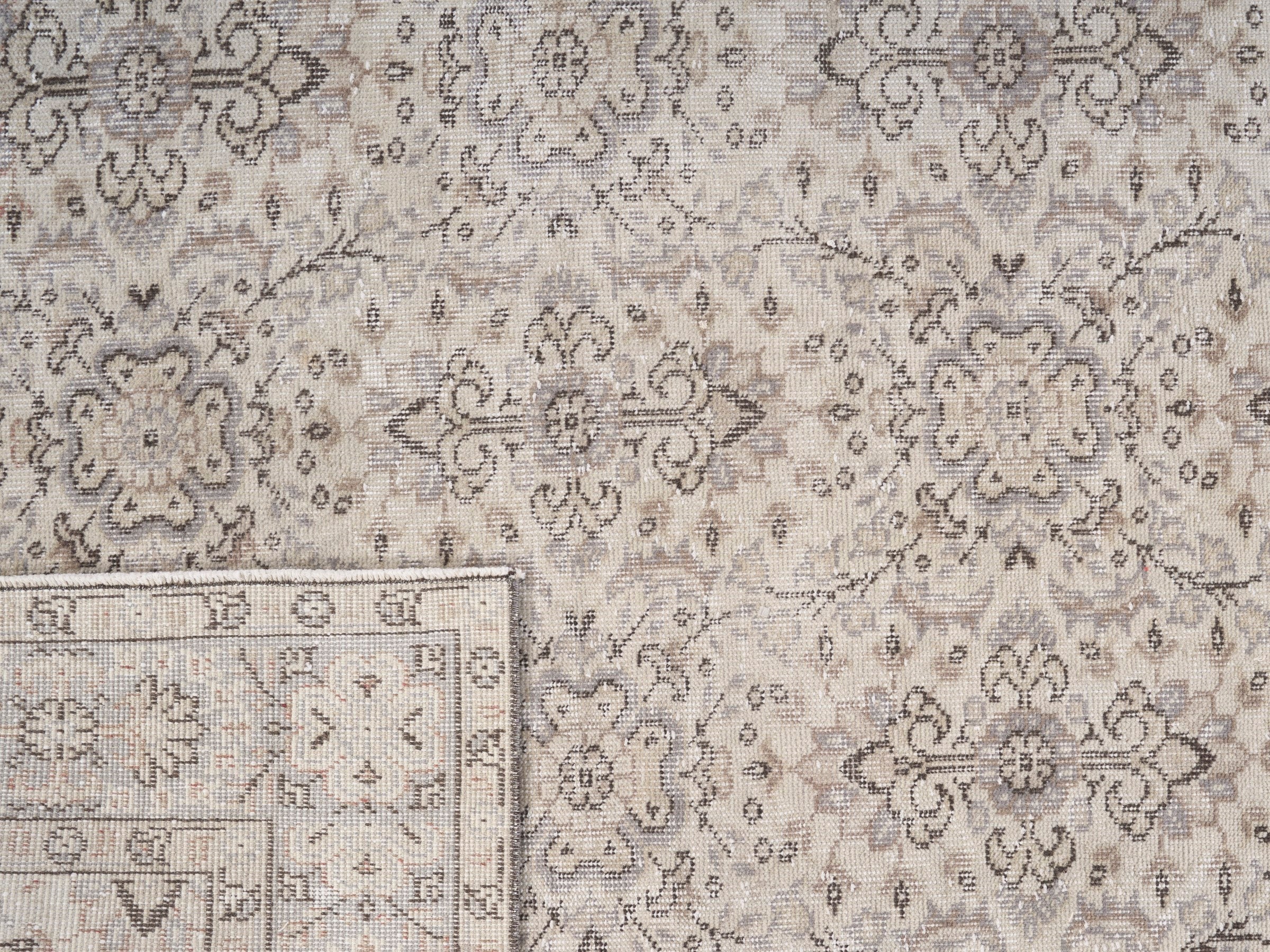Turkish Isparta area rug in greige and taupe, view 10 of 10