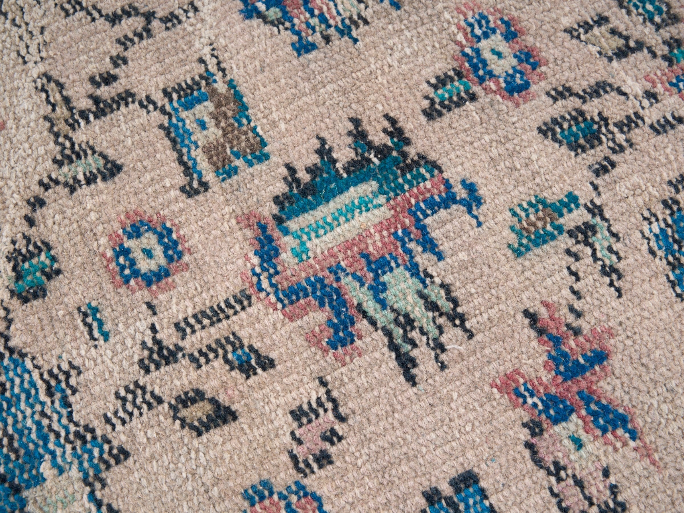 Turkish Isparta area rug in cream and denim, view 7 of 10