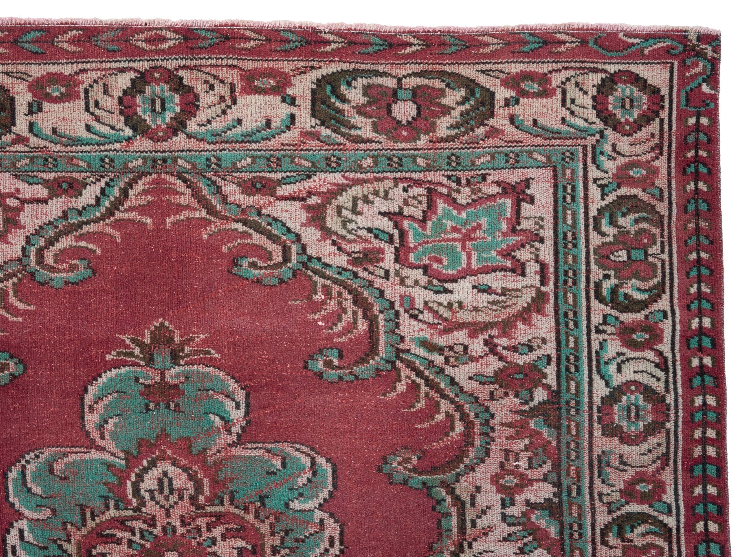 Turkish Manisa area rug in rose and muted pink, view 8 of 10