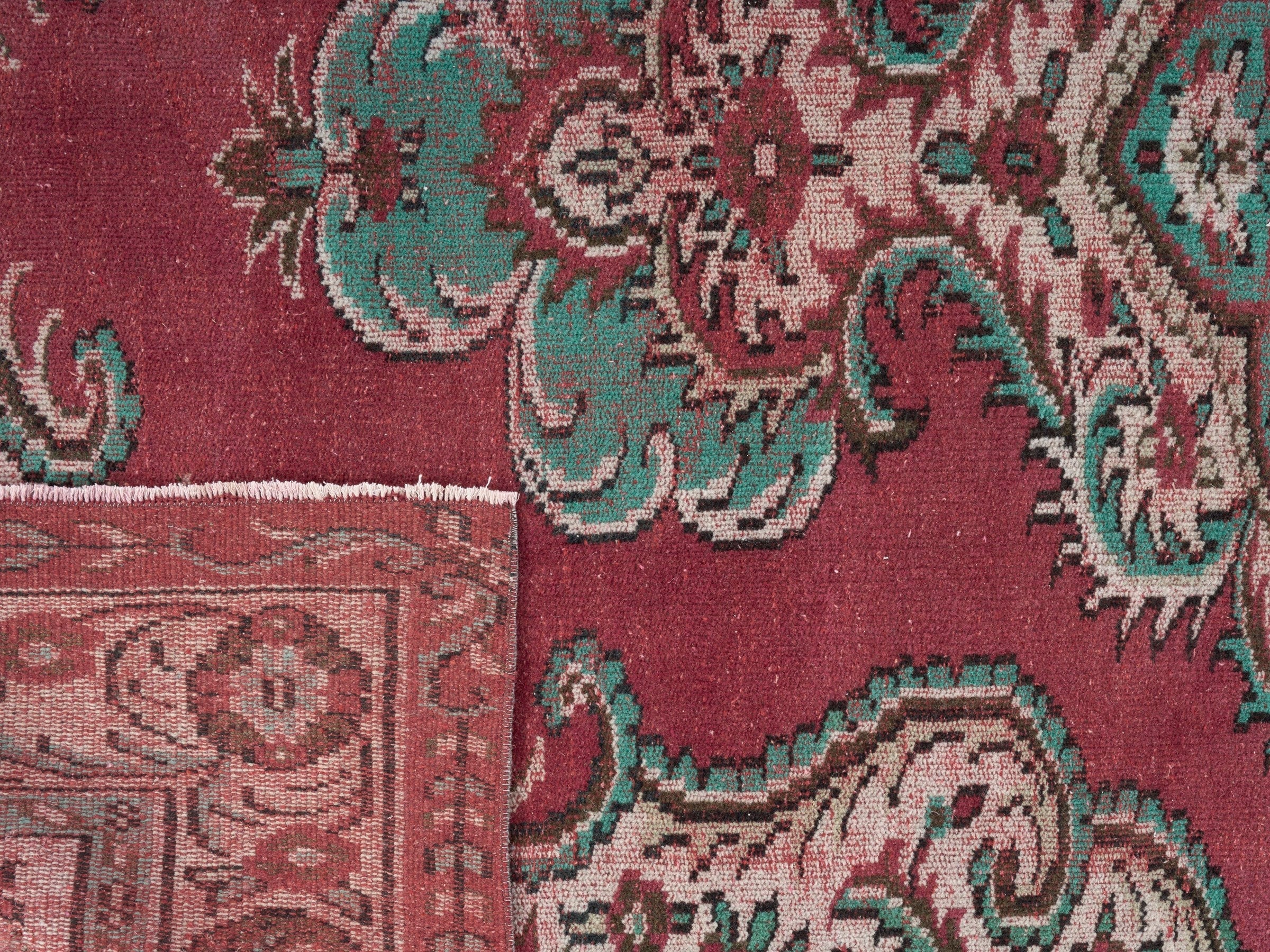 Turkish Manisa area rug in rose and muted pink, view 10 of 10