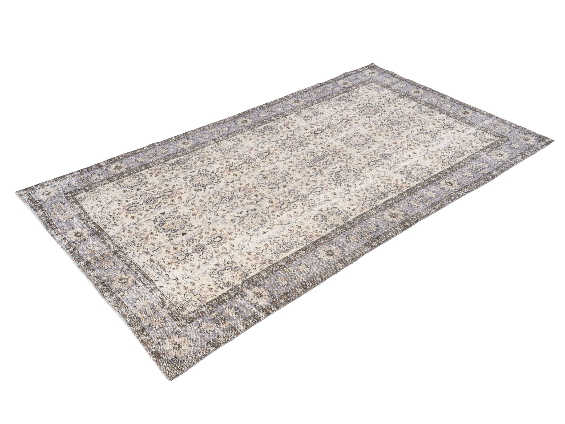 Turkish Isparta area rug in ivory and sage, view 3 of 10