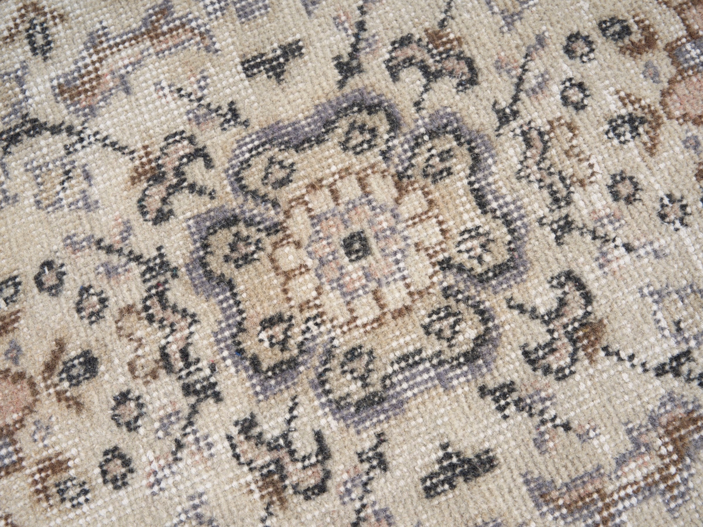 Turkish Isparta area rug in ivory and sage, view 7 of 10