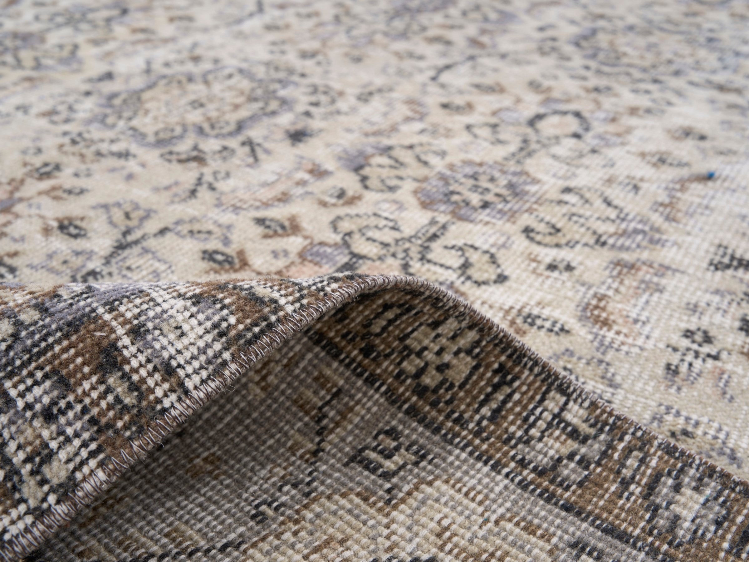 Turkish Isparta area rug in ivory and sage, view 9 of 10
