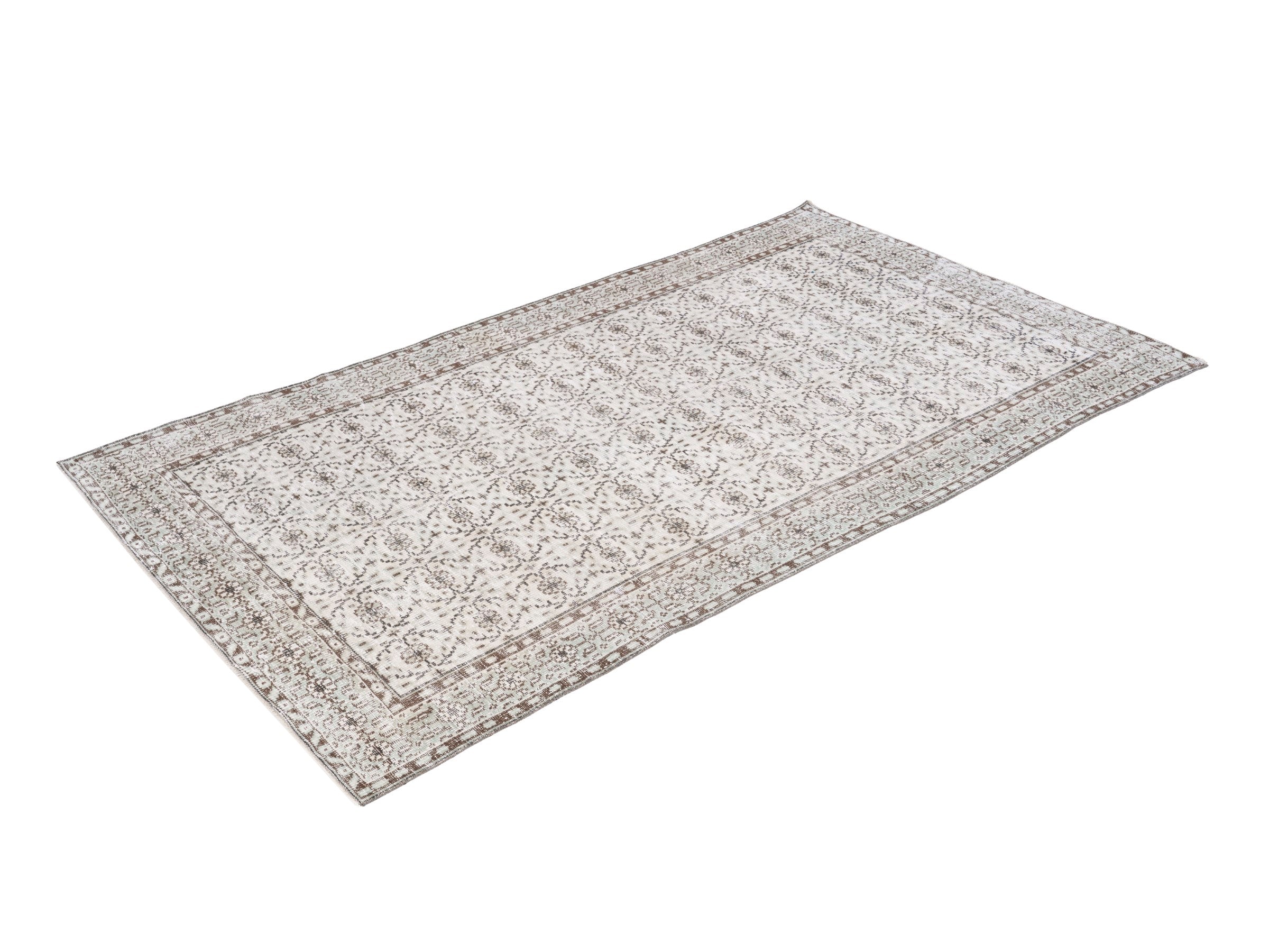 Turkish Manisa area rug in ivory and greige, view 3 of 10