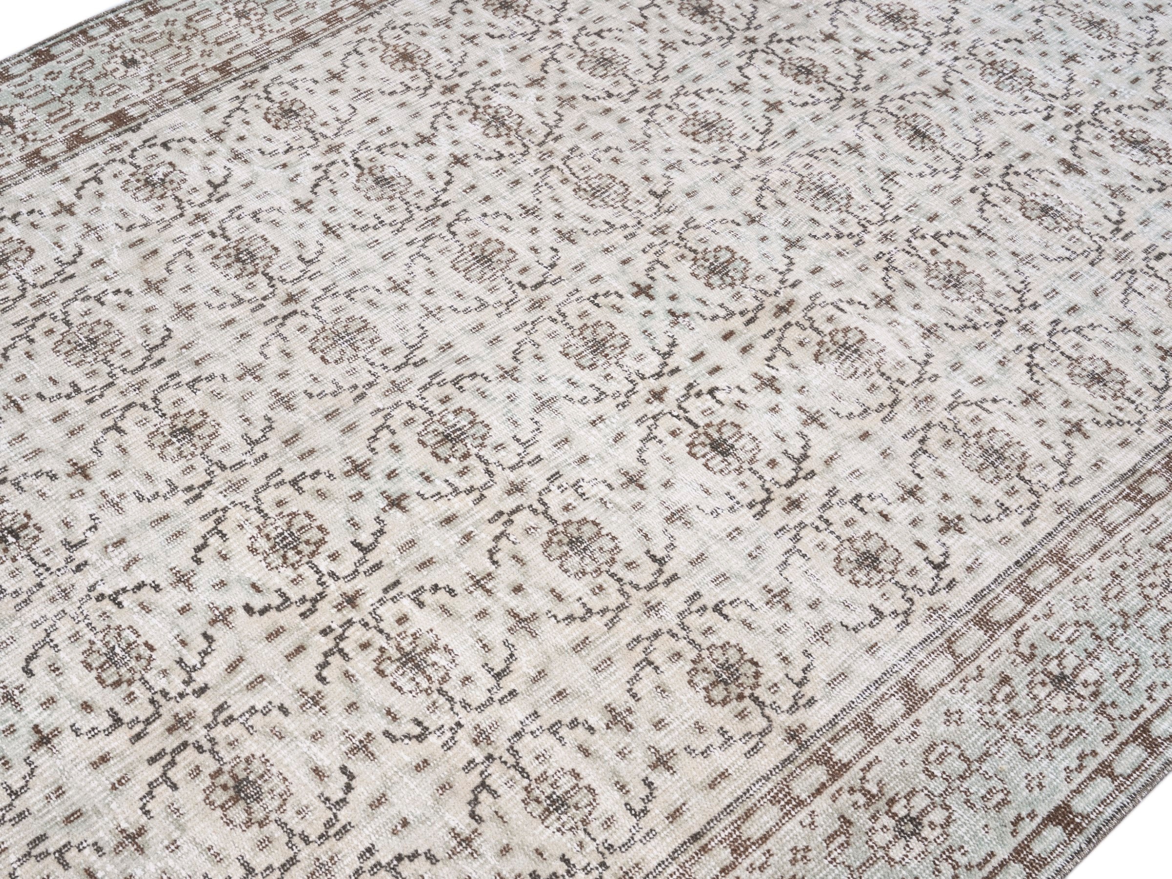 Turkish Manisa area rug in ivory and greige, view 5 of 10
