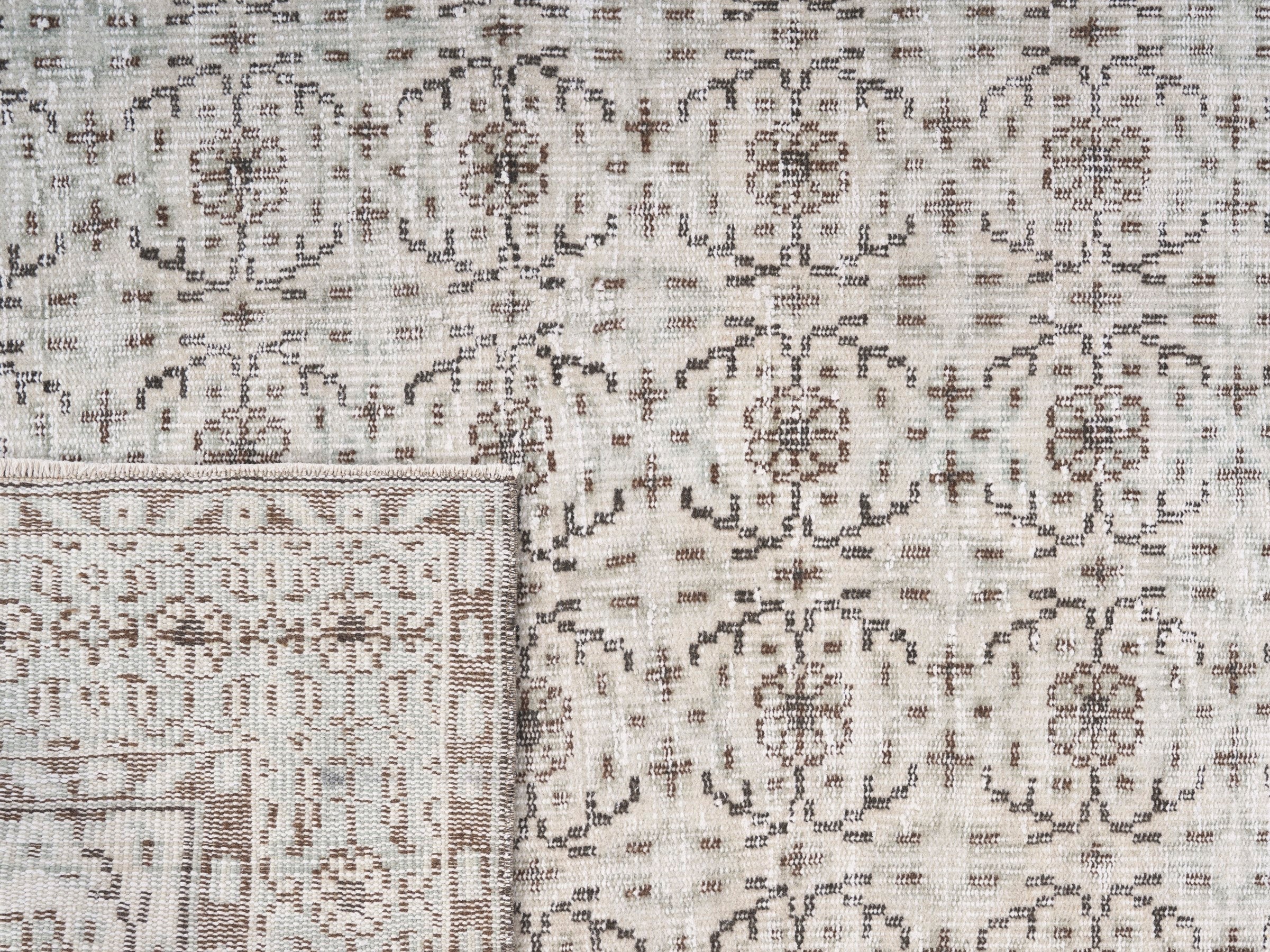Turkish Manisa area rug in ivory and greige, view 10 of 10