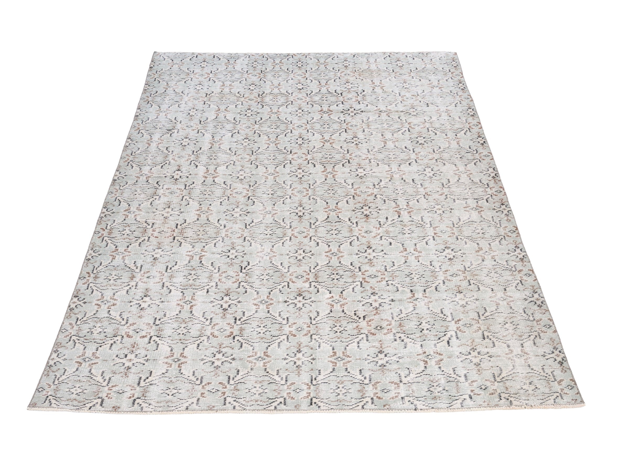 Turkish Manisa area rug in greige and taupe, view 2 of 10
