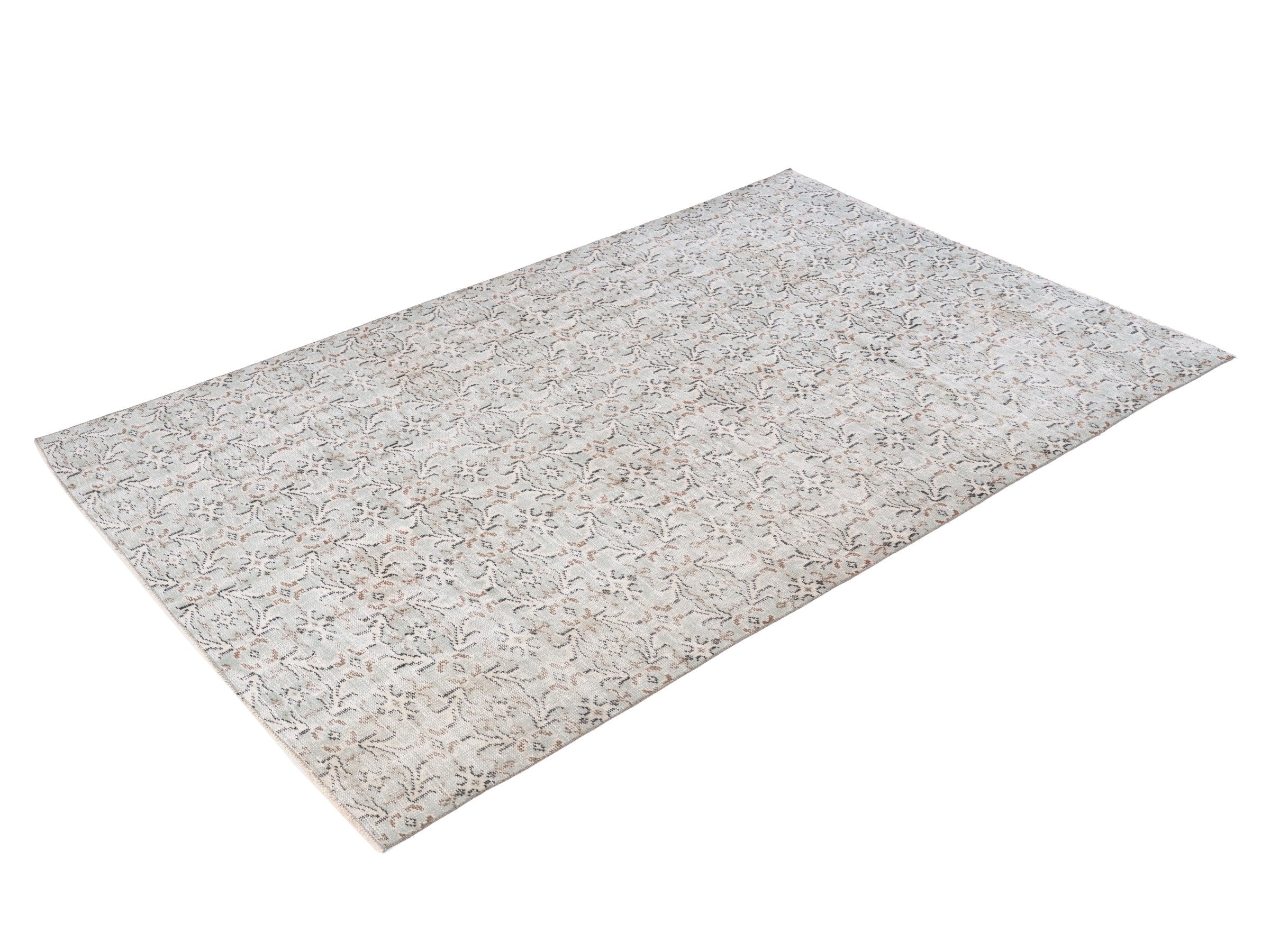Turkish Manisa area rug in greige and taupe, view 3 of 10