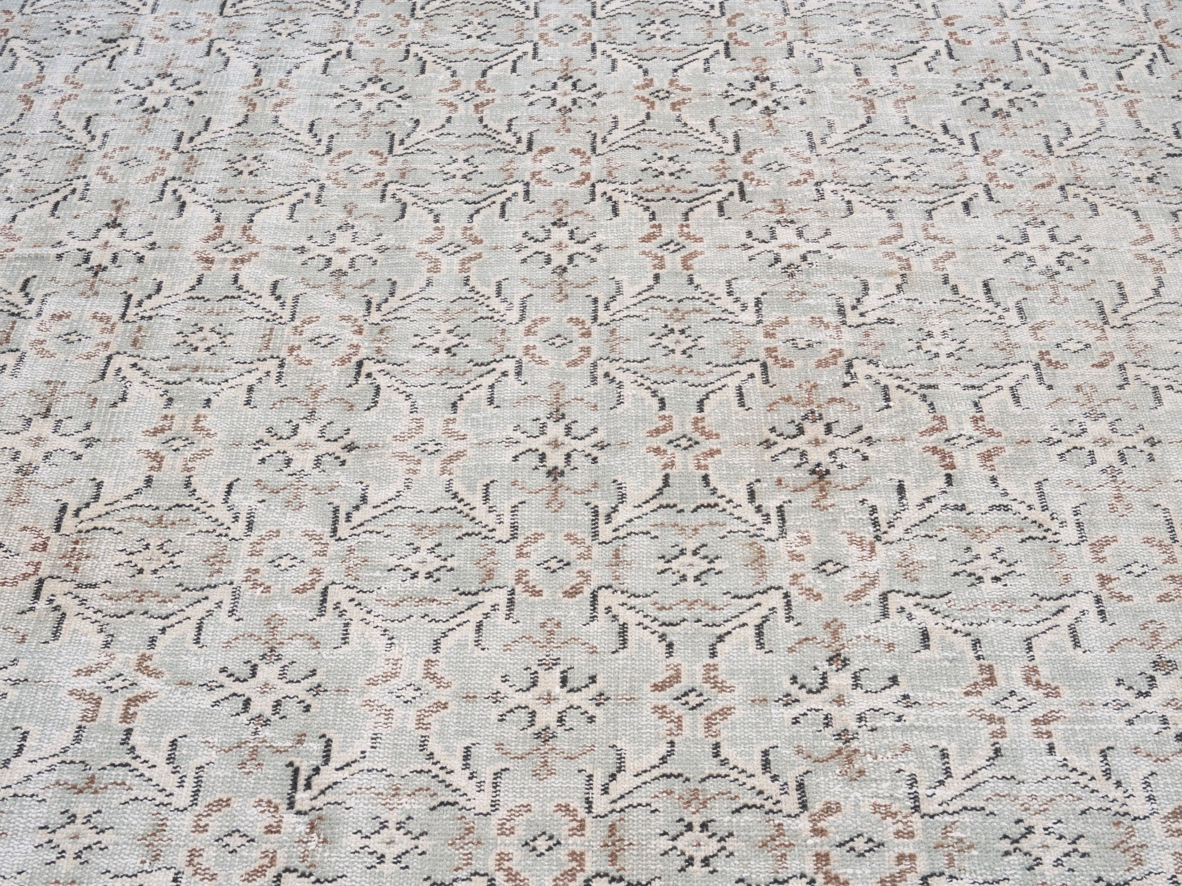 Turkish Manisa area rug in greige and taupe, view 4 of 10