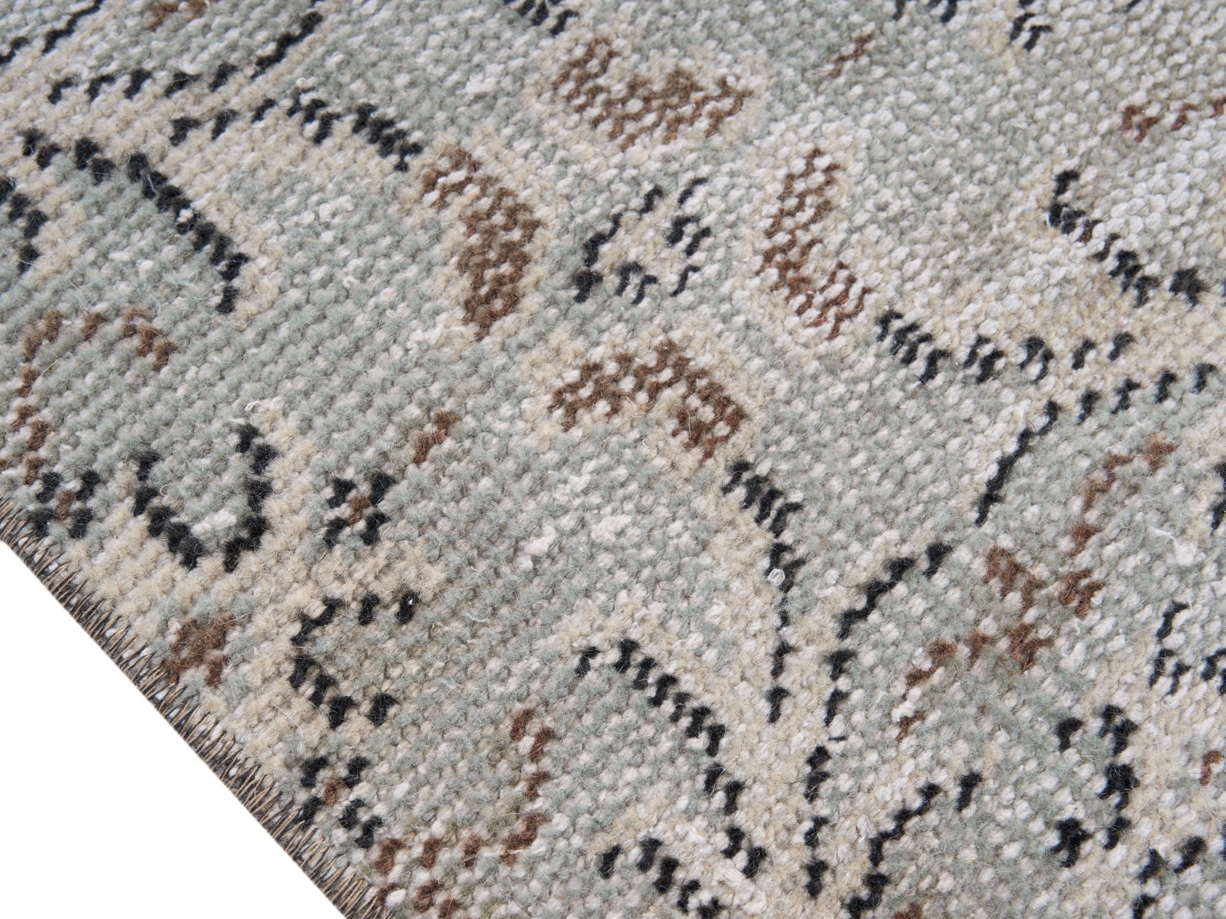 Turkish Manisa area rug in greige and taupe, view 6 of 10
