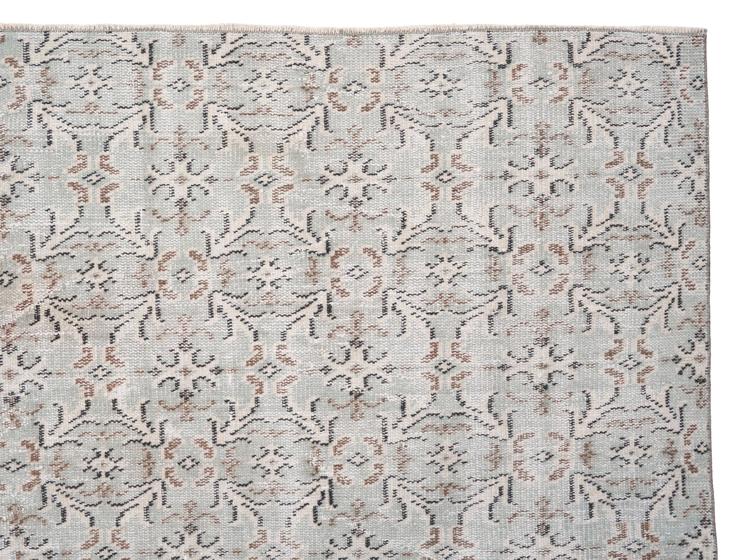 Turkish Manisa area rug in greige and taupe, view 8 of 10