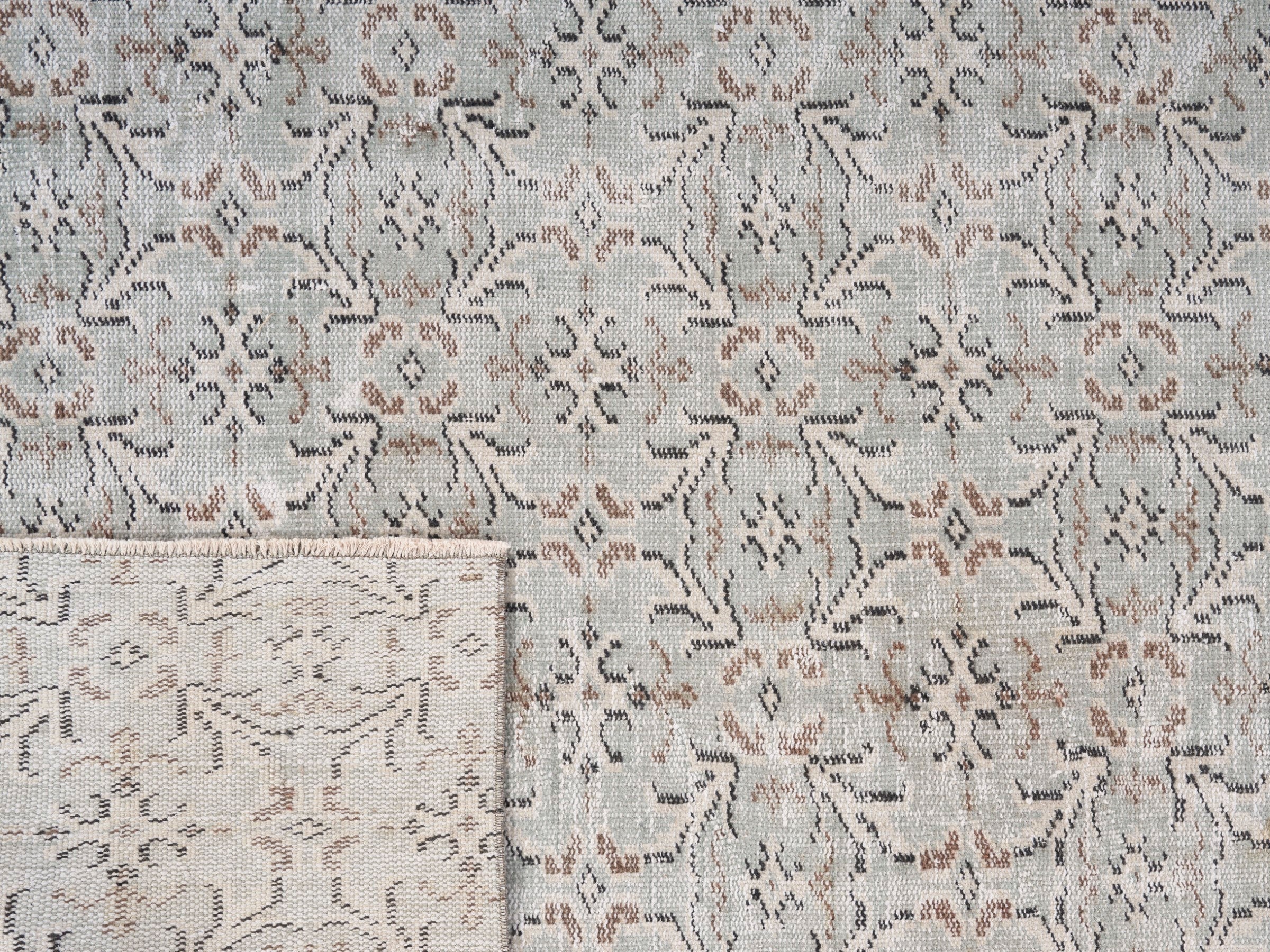 Turkish Manisa area rug in greige and taupe, view 10 of 10