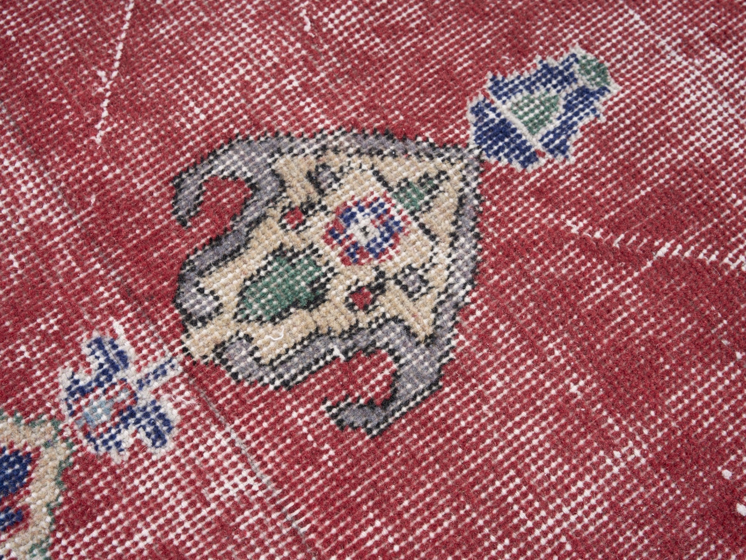 Turkish Isparta runner rug in faded red and navy, view 7 of 10
