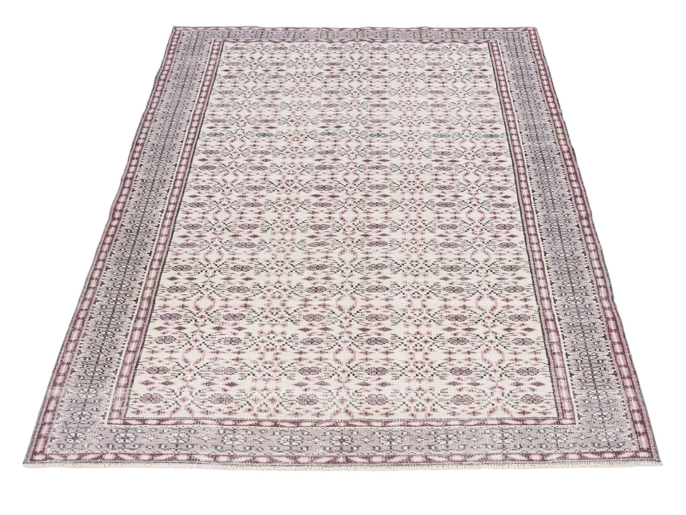 Turkish Manisa area rug in dusty rose and muted pink, view 2 of 10