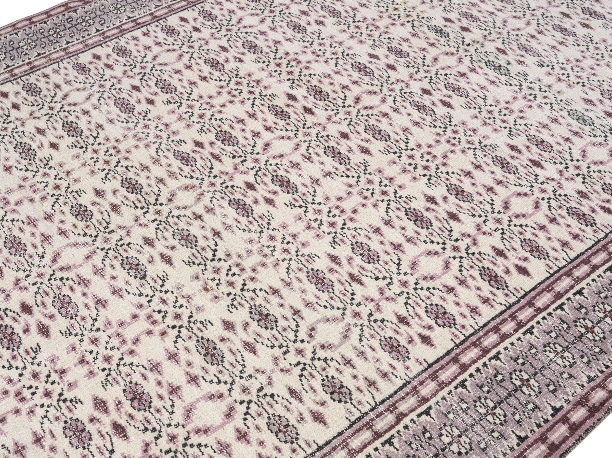Turkish Manisa area rug in dusty rose and muted pink, view 5 of 10