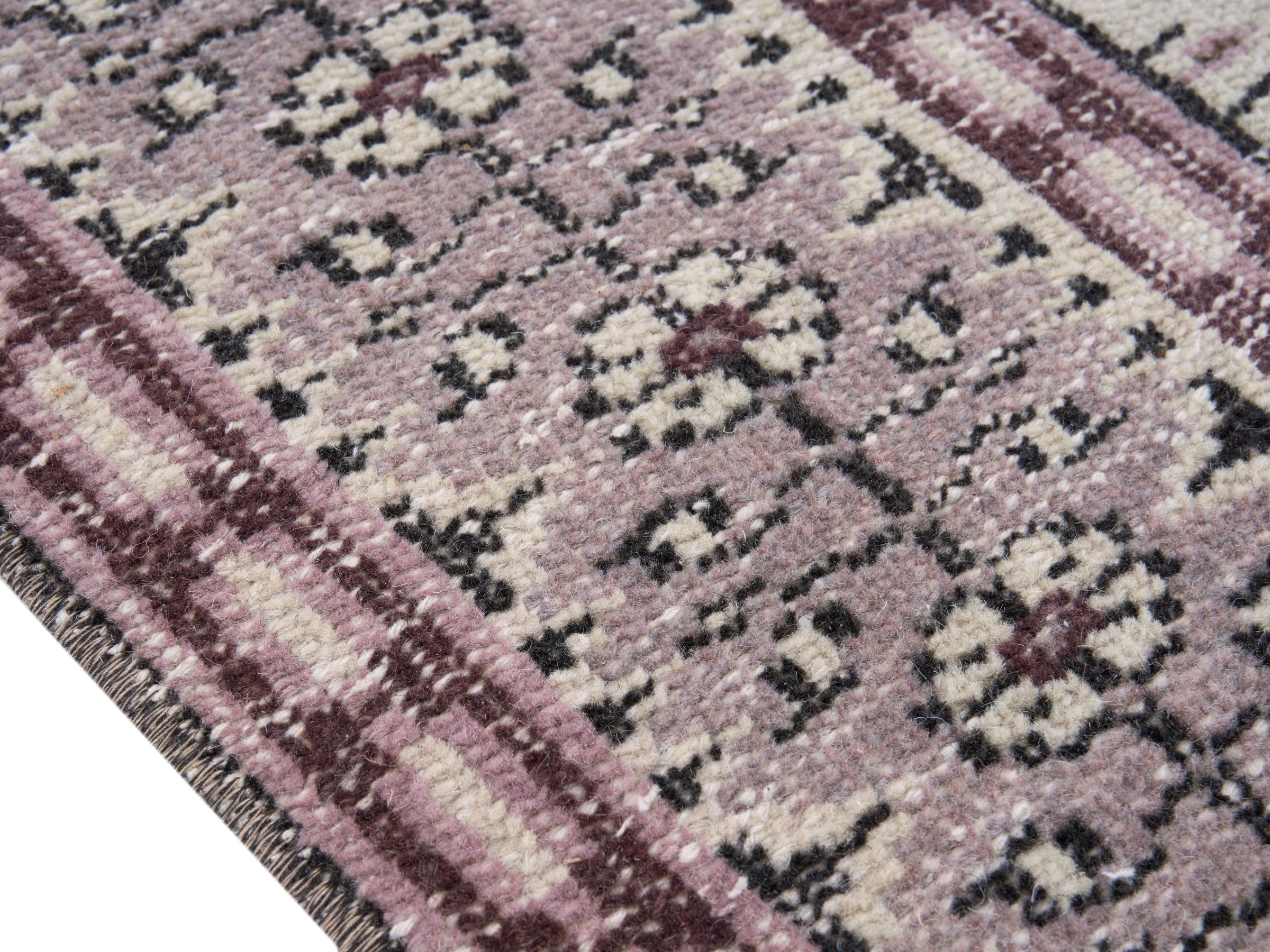 Turkish Manisa area rug in dusty rose and muted pink, view 6 of 10
