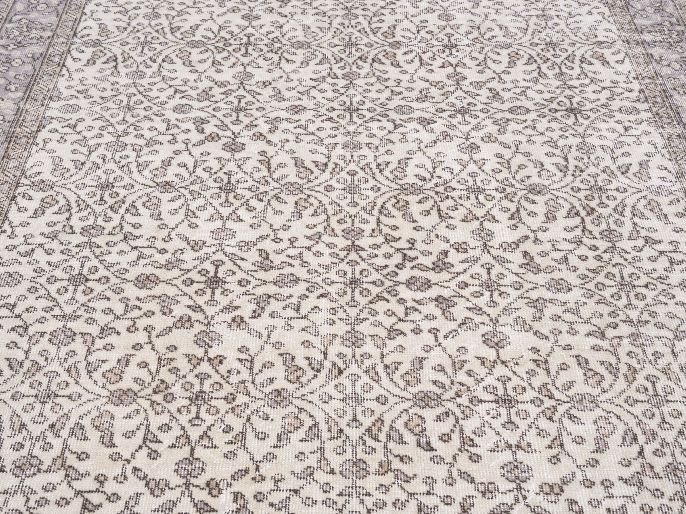 Turkish Isparta area rug in greige and taupe, view 4 of 10
