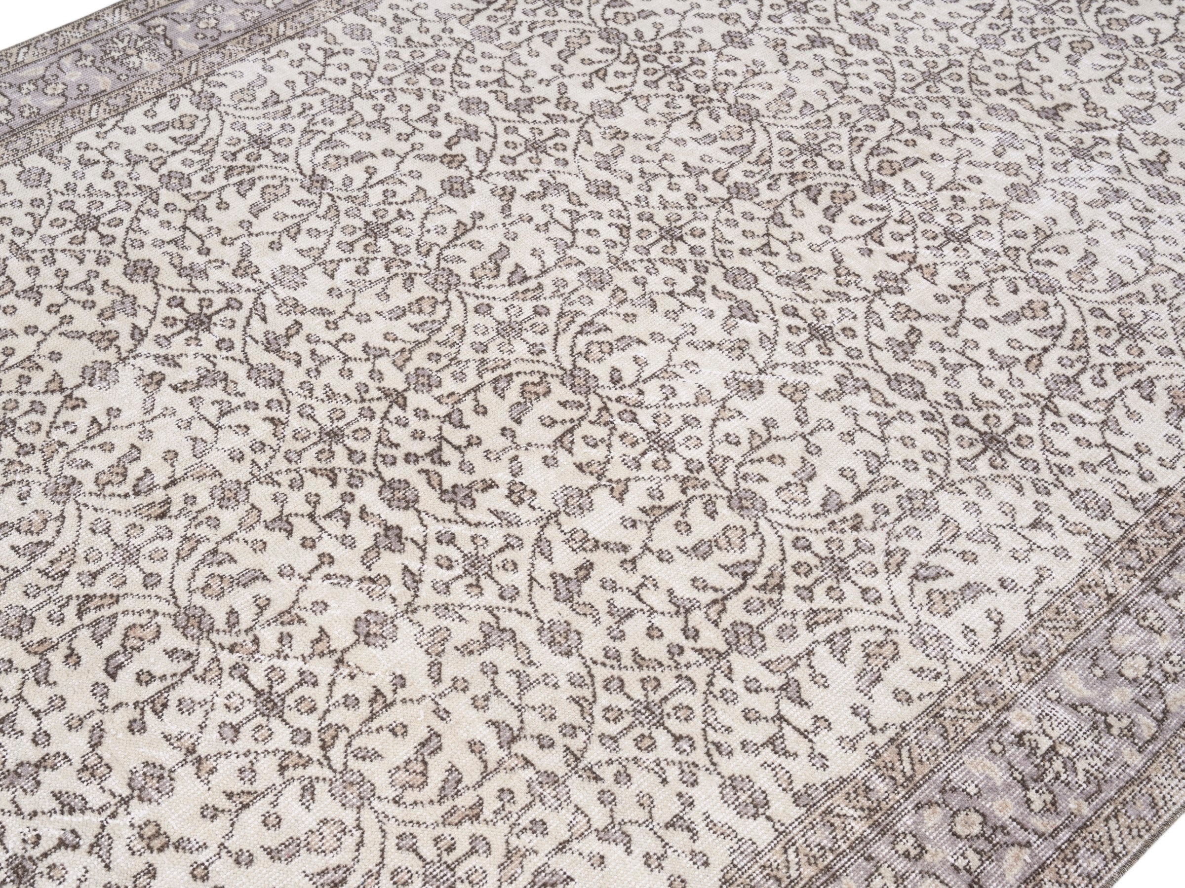 Turkish Isparta area rug in greige and taupe, view 5 of 10