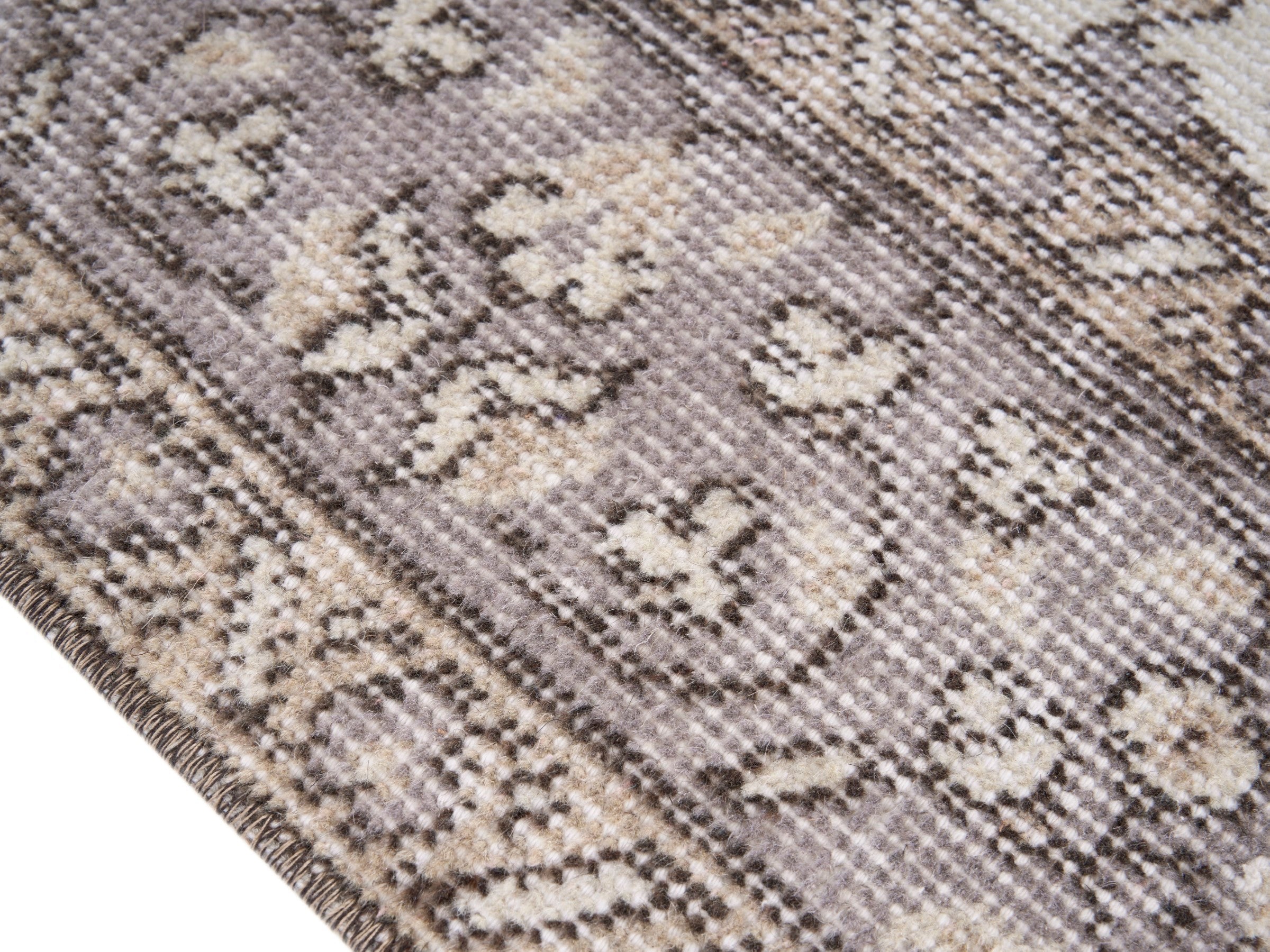 Turkish Isparta area rug in greige and taupe, view 6 of 10