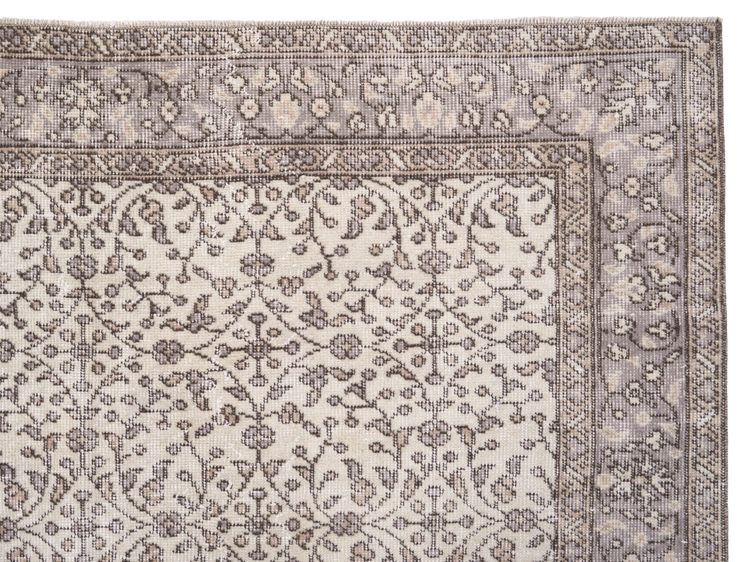 Turkish Isparta area rug in greige and taupe, view 8 of 10