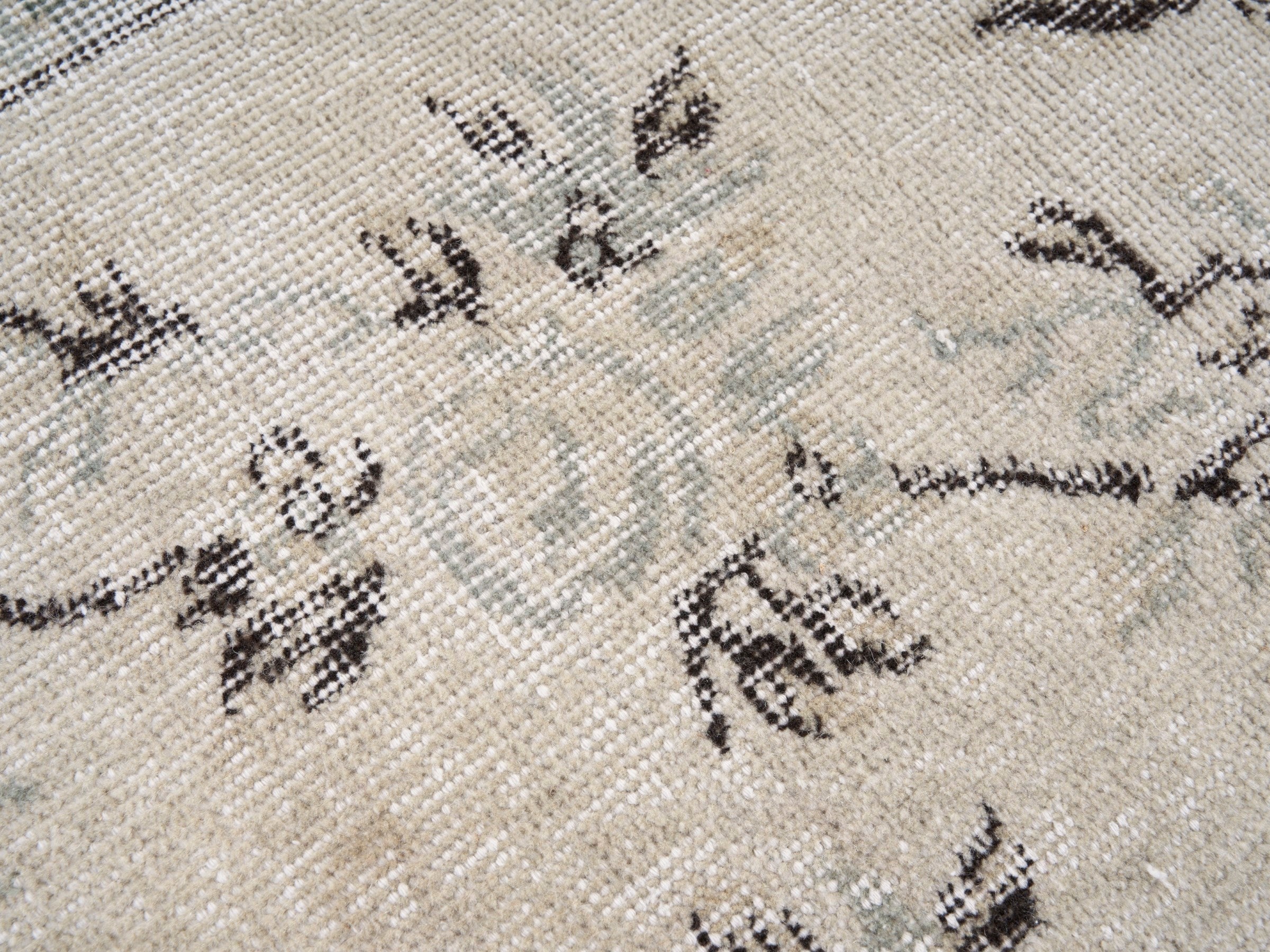 Turkish Isparta area rug in cream and sage, view 7 of 10