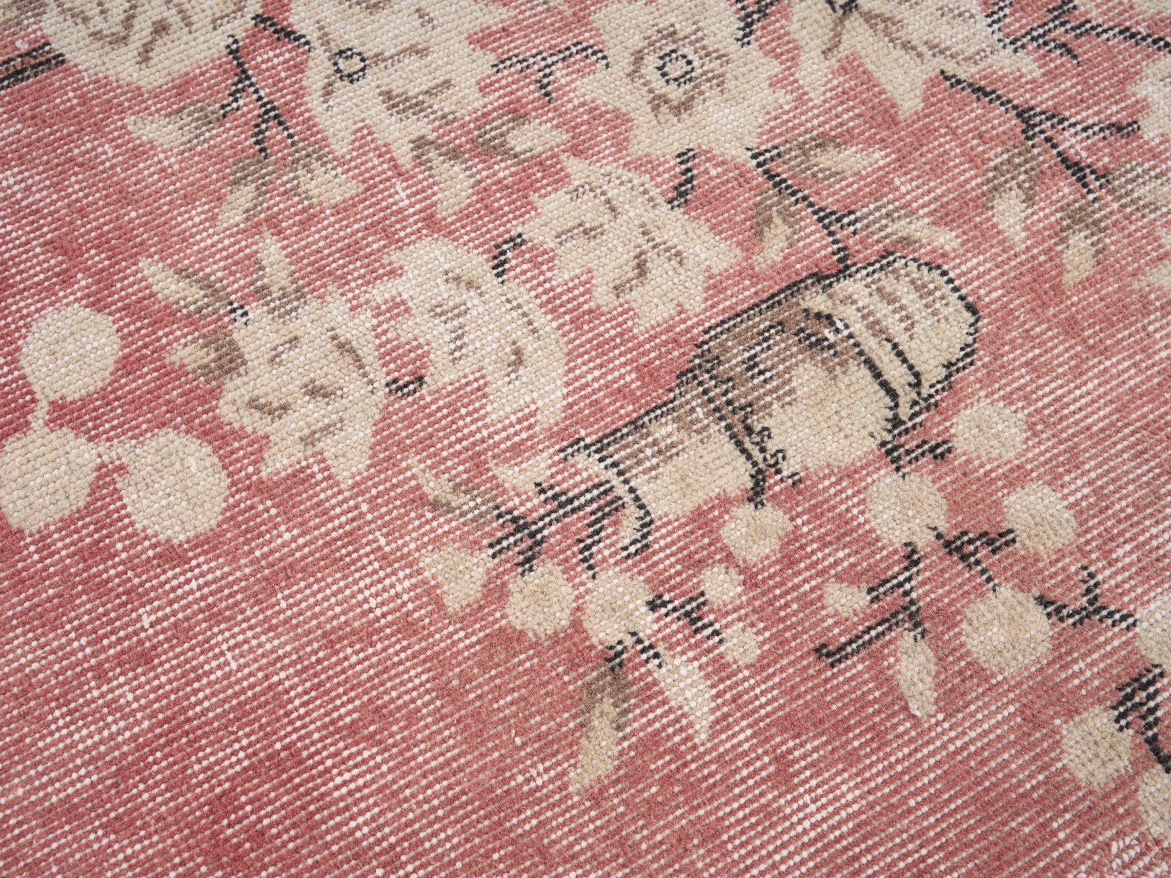 Turkish Isparta area rug in faded red and muted pink, view 7 of 10