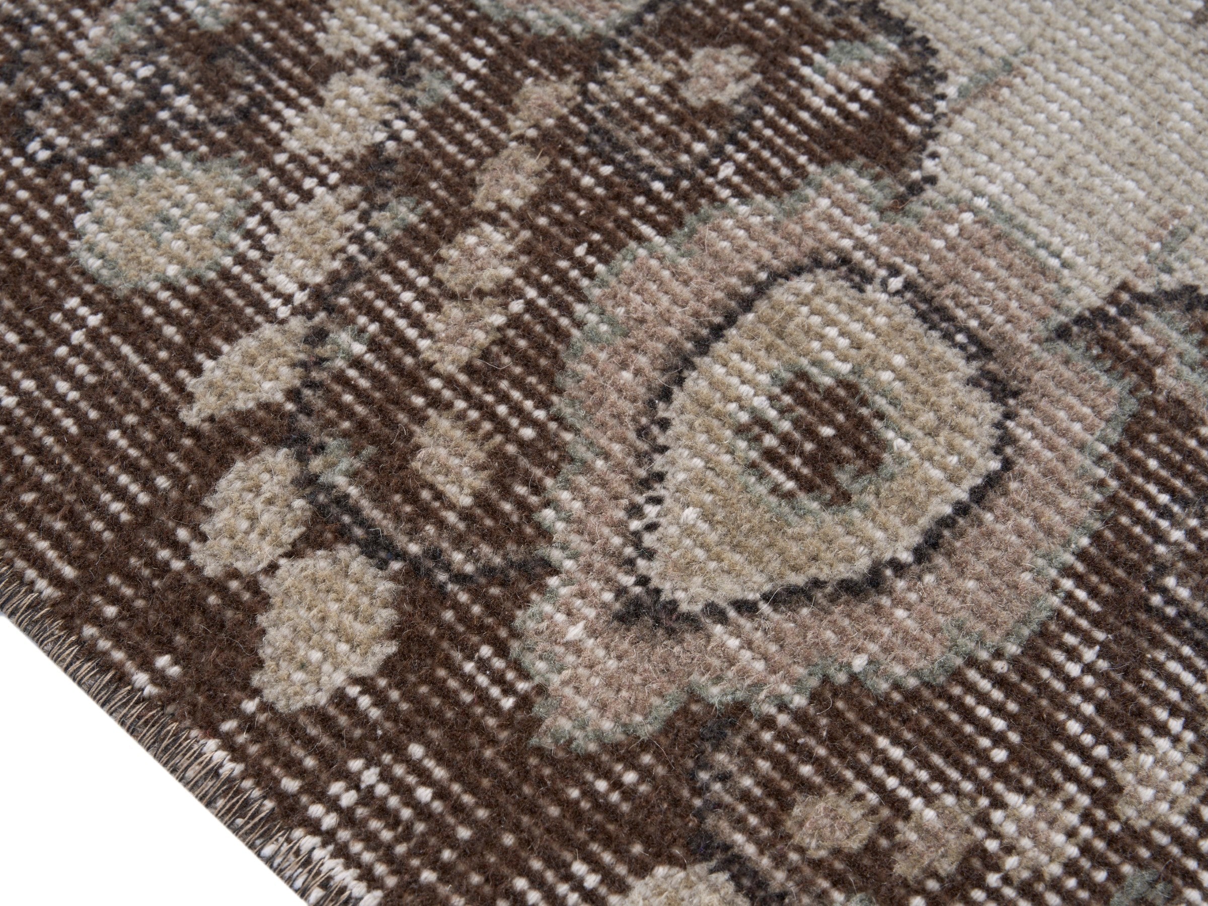 Turkish Isparta area rug in cream and brown, view 6 of 10