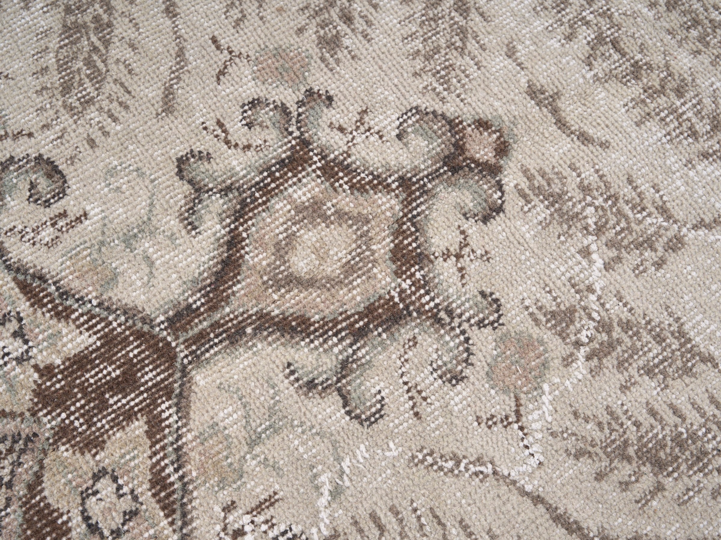 Turkish Isparta area rug in cream and brown, view 7 of 10