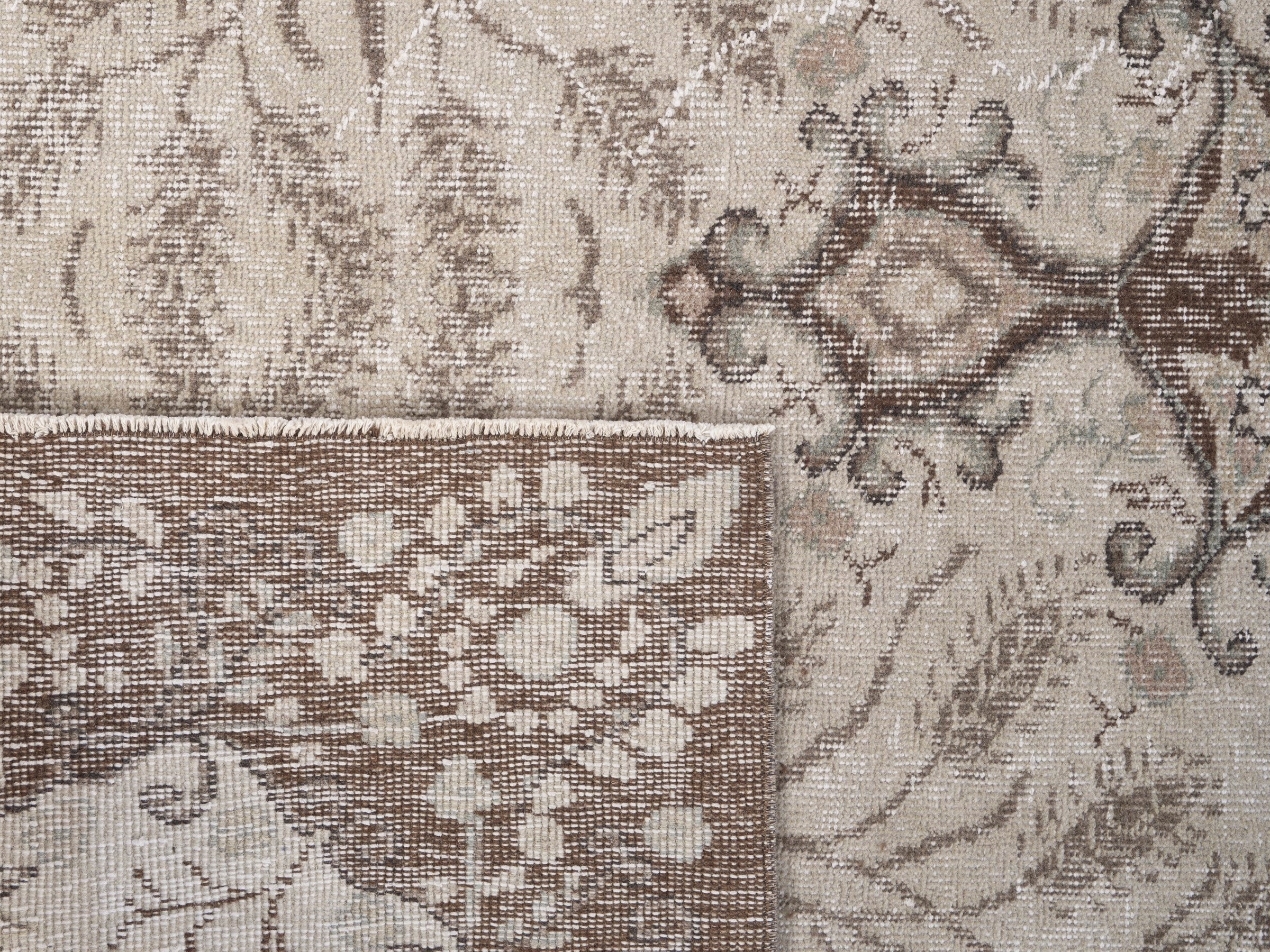 Turkish Isparta area rug in cream and brown, view 10 of 10