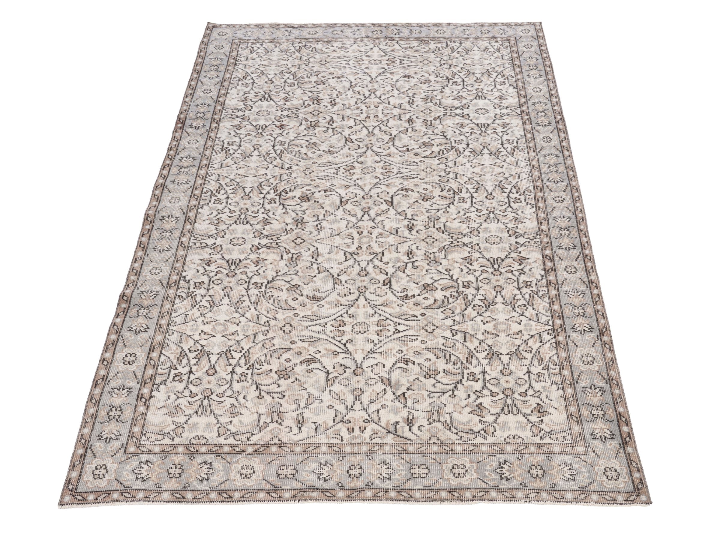 Turkish Isparta area rug in cream and brown, view 2 of 10