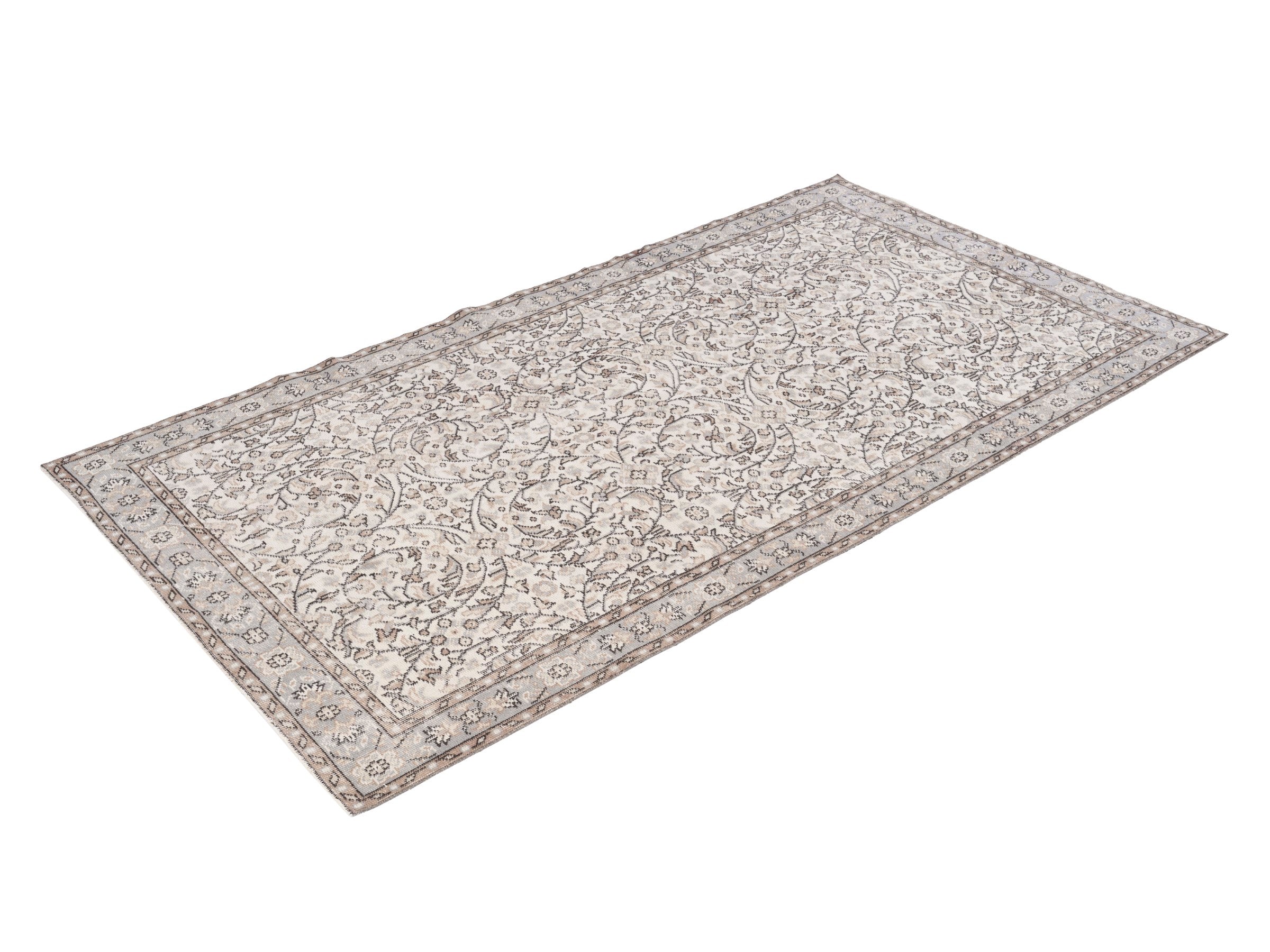 Turkish Isparta area rug in cream and brown, view 3 of 10